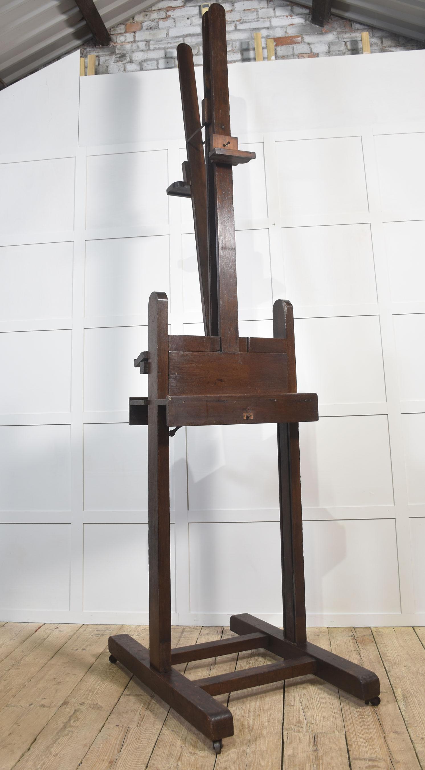 Monumental chevalet de studio en Oak entièrement réglable pour les artistes en vente 8