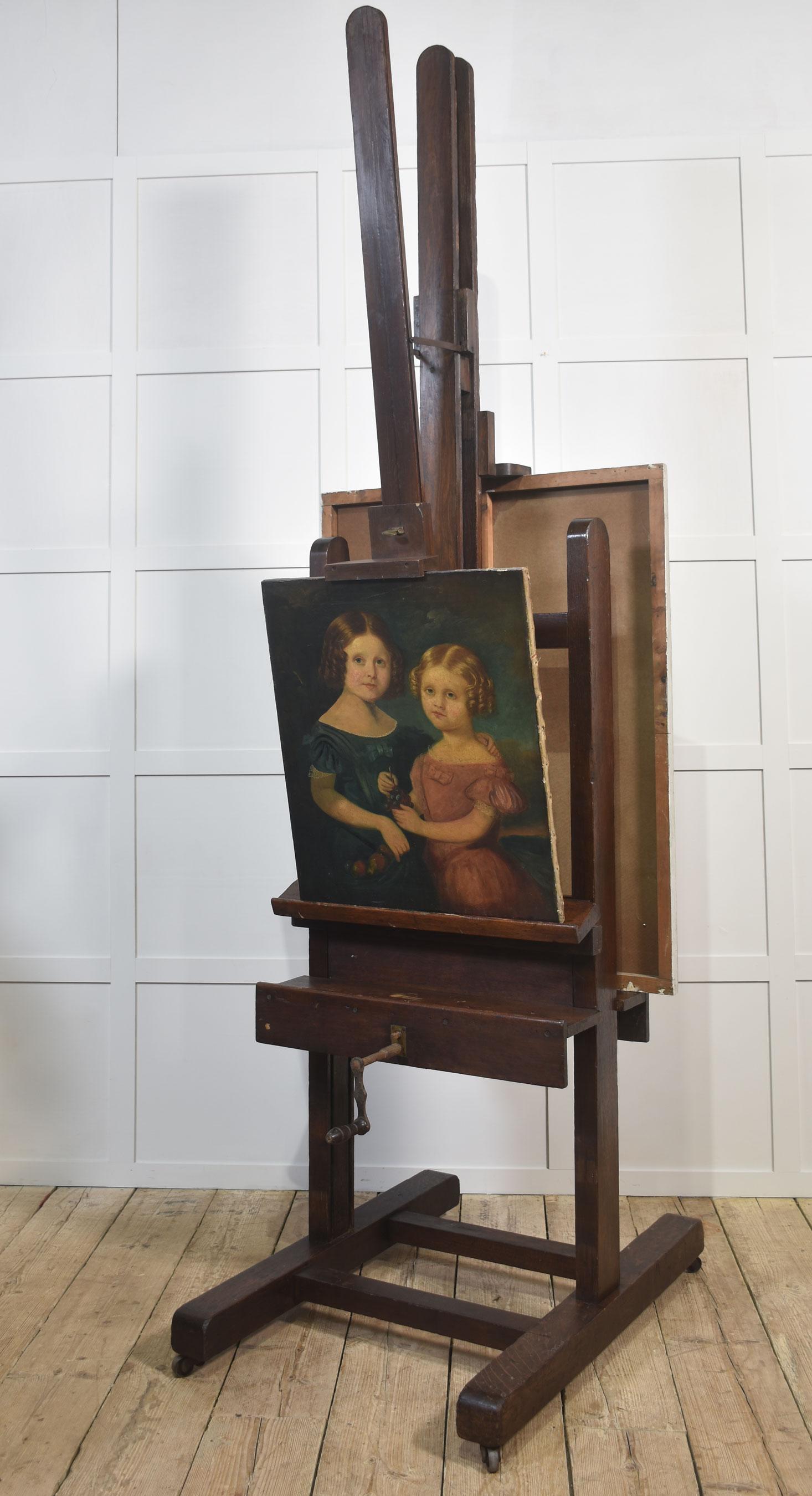 Monumental chevalet de studio en Oak entièrement réglable pour les artistes en vente 14