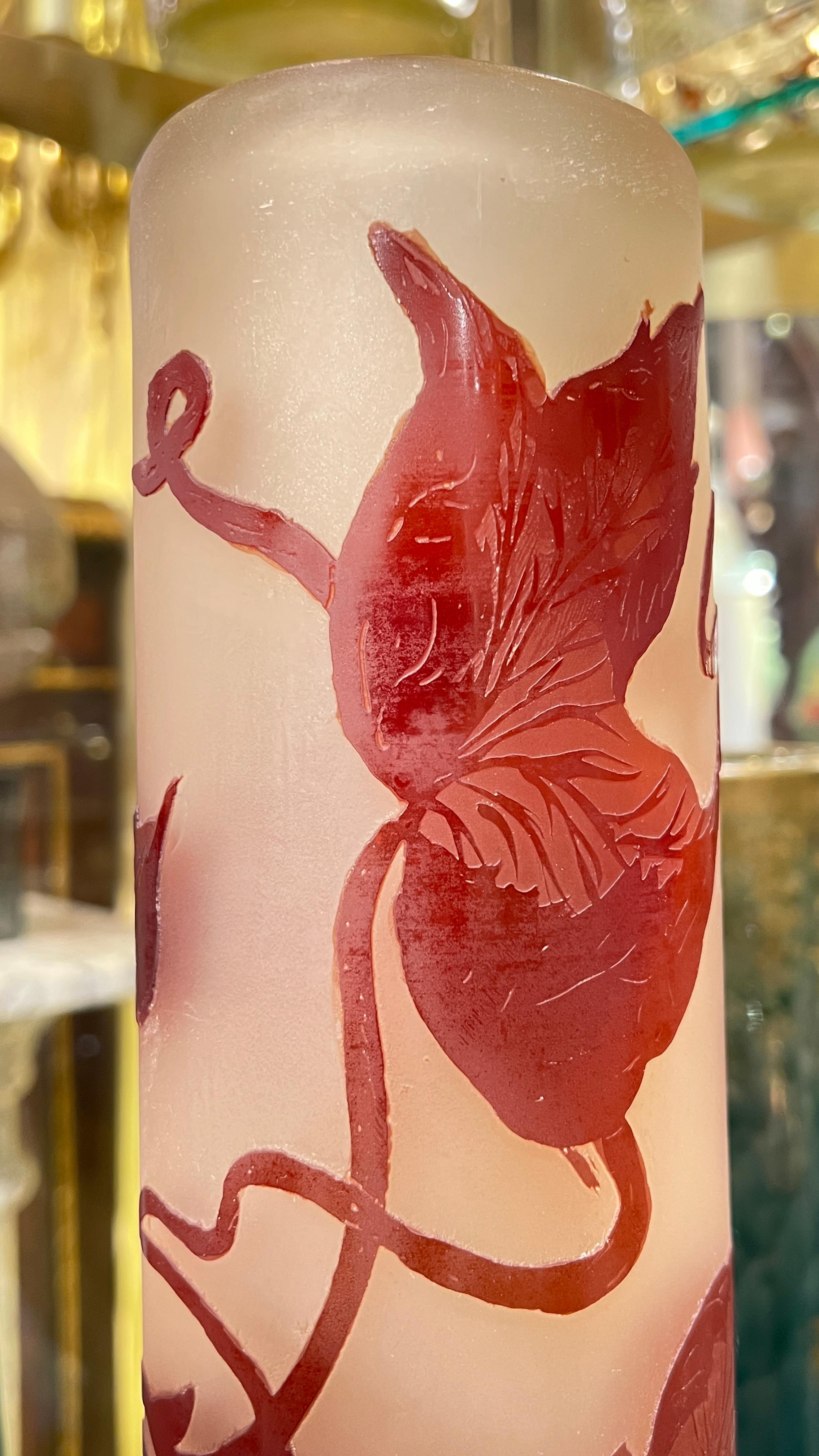 Monumental Galle Ruby Red Cameo Glass Vase In Good Condition For Sale In New York, NY