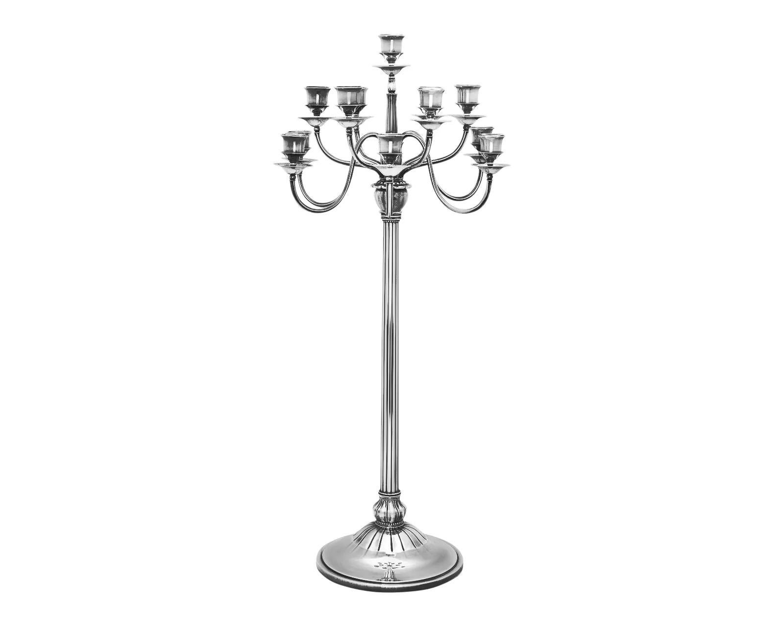 Hand-Crafted Monumental Georg Jensen Art Deco Candleabra For Sale