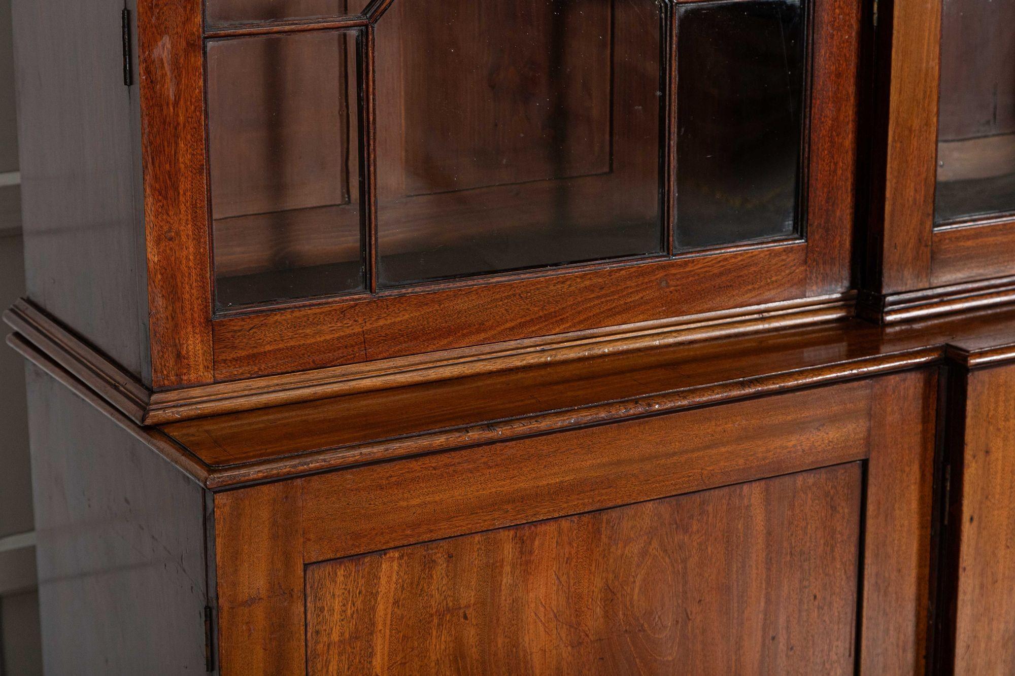 Monumental George III English Mahogany Breakfront Library Bookcase For Sale 9