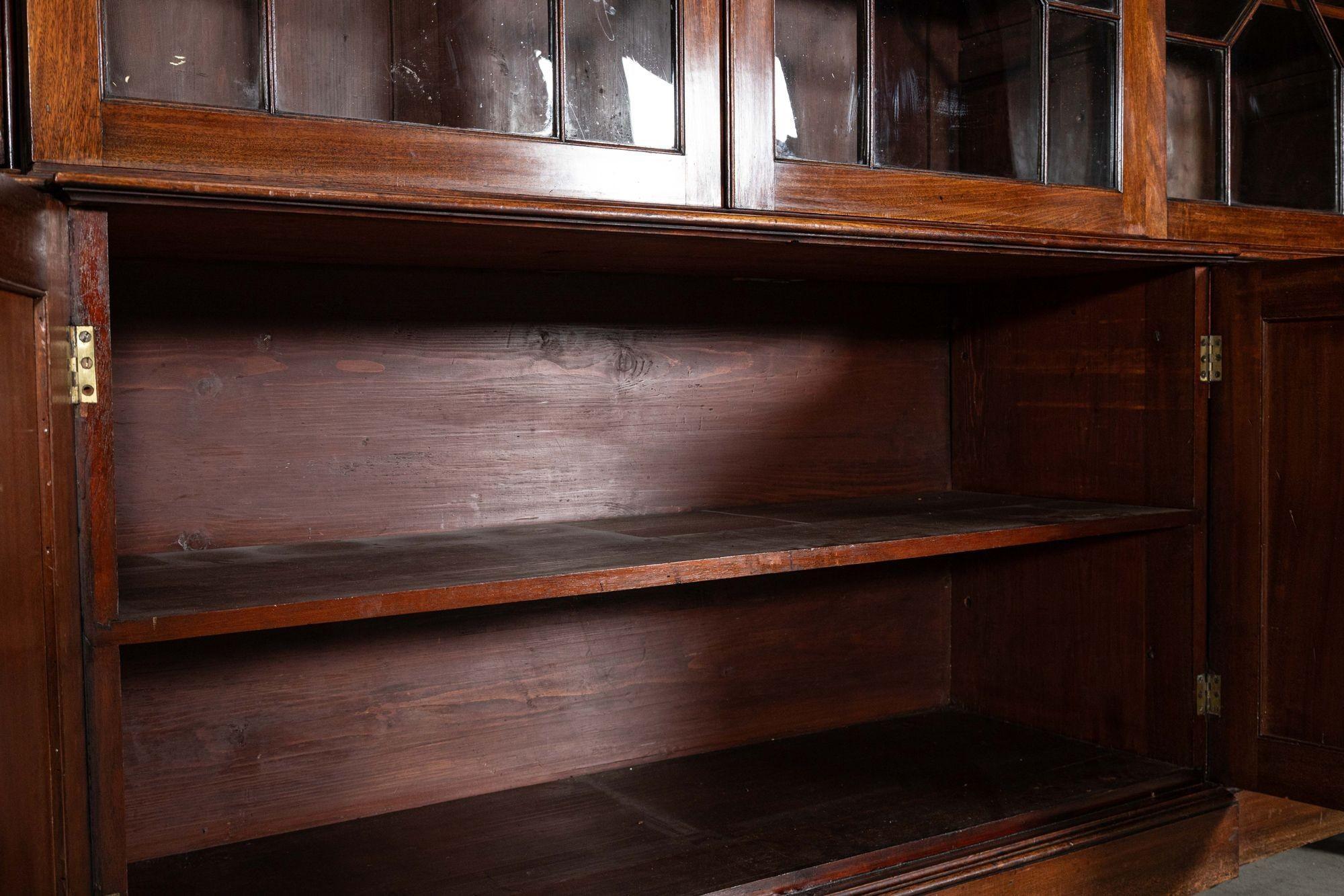 Monumental George III English Mahogany Breakfront Library Bookcase For Sale 10