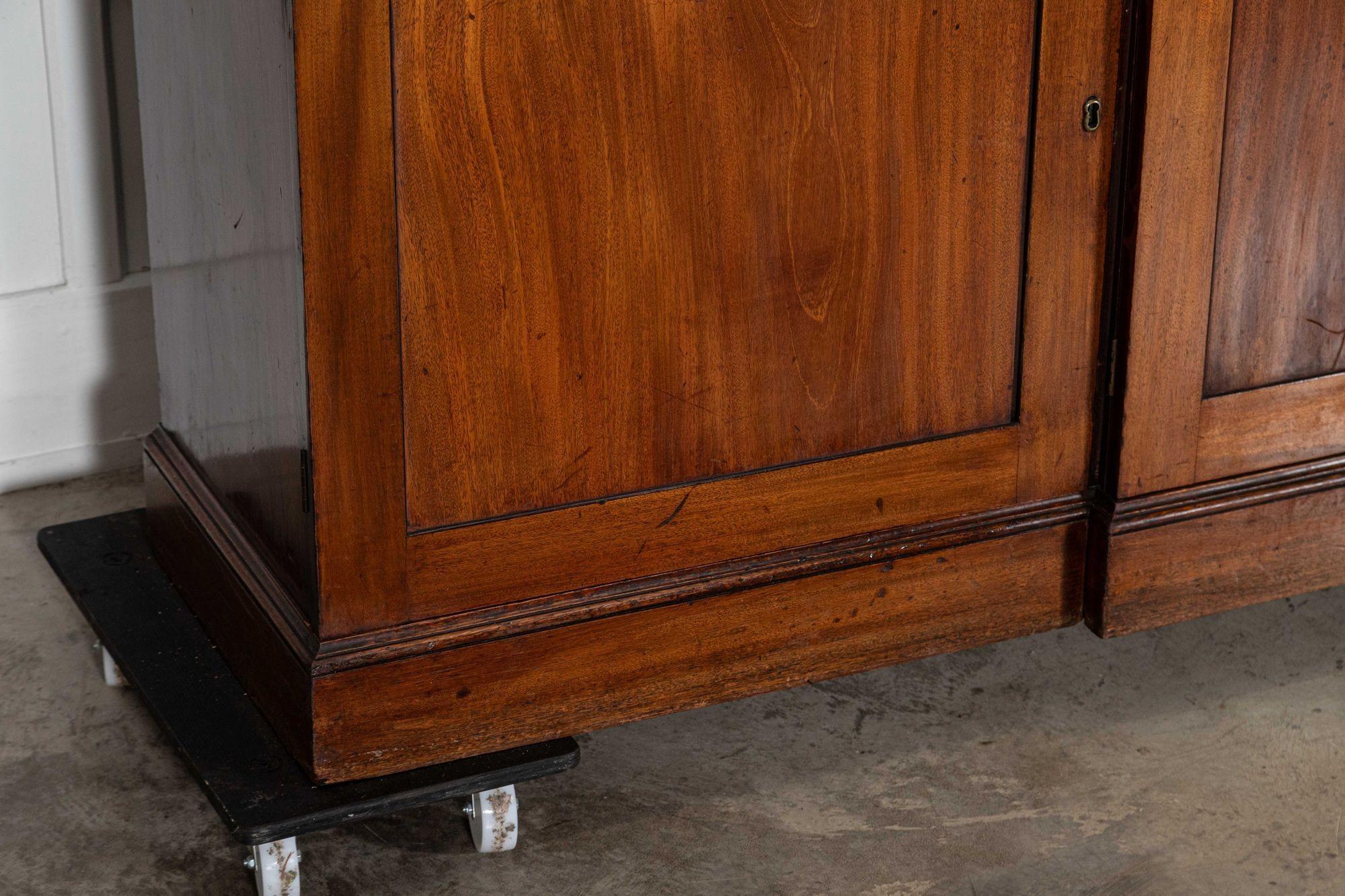 Monumental George III English Mahogany Breakfront Library Bookcase For Sale 14