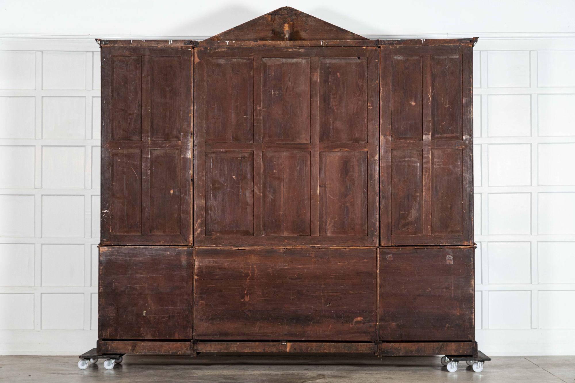 Monumental George III English Mahogany Breakfront Library Bookcase For Sale 15