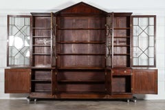 Monumental George III English Mahogany Breakfront Library Bookcase
