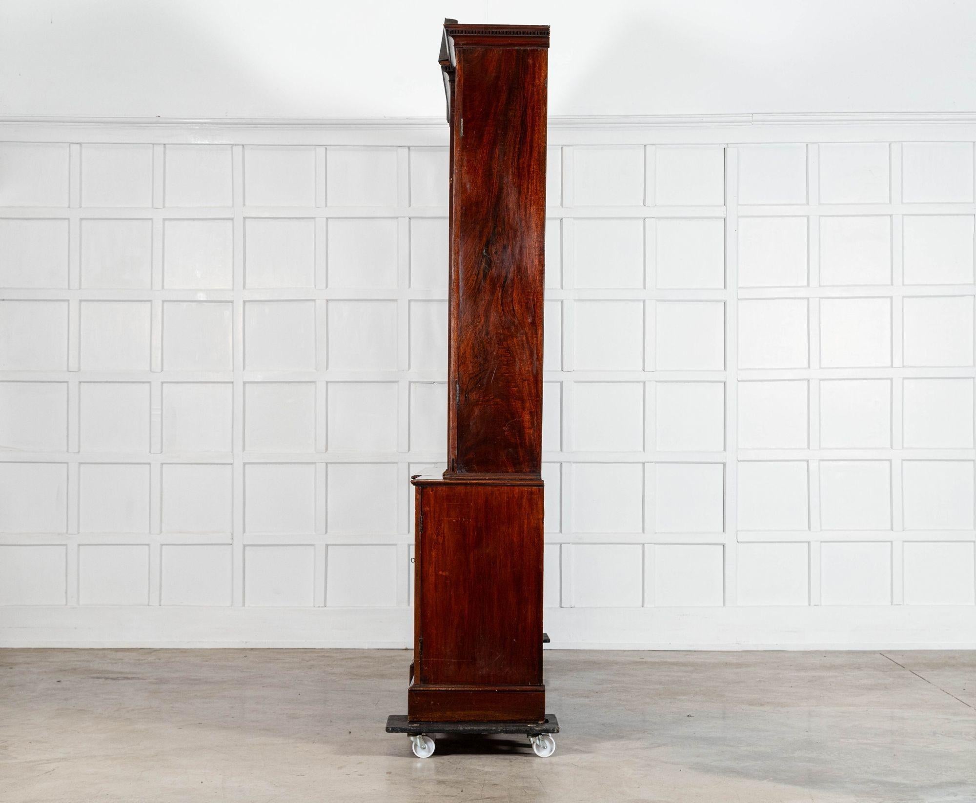Monumental George III English Mahogany Breakfront Library Bookcase For Sale 2