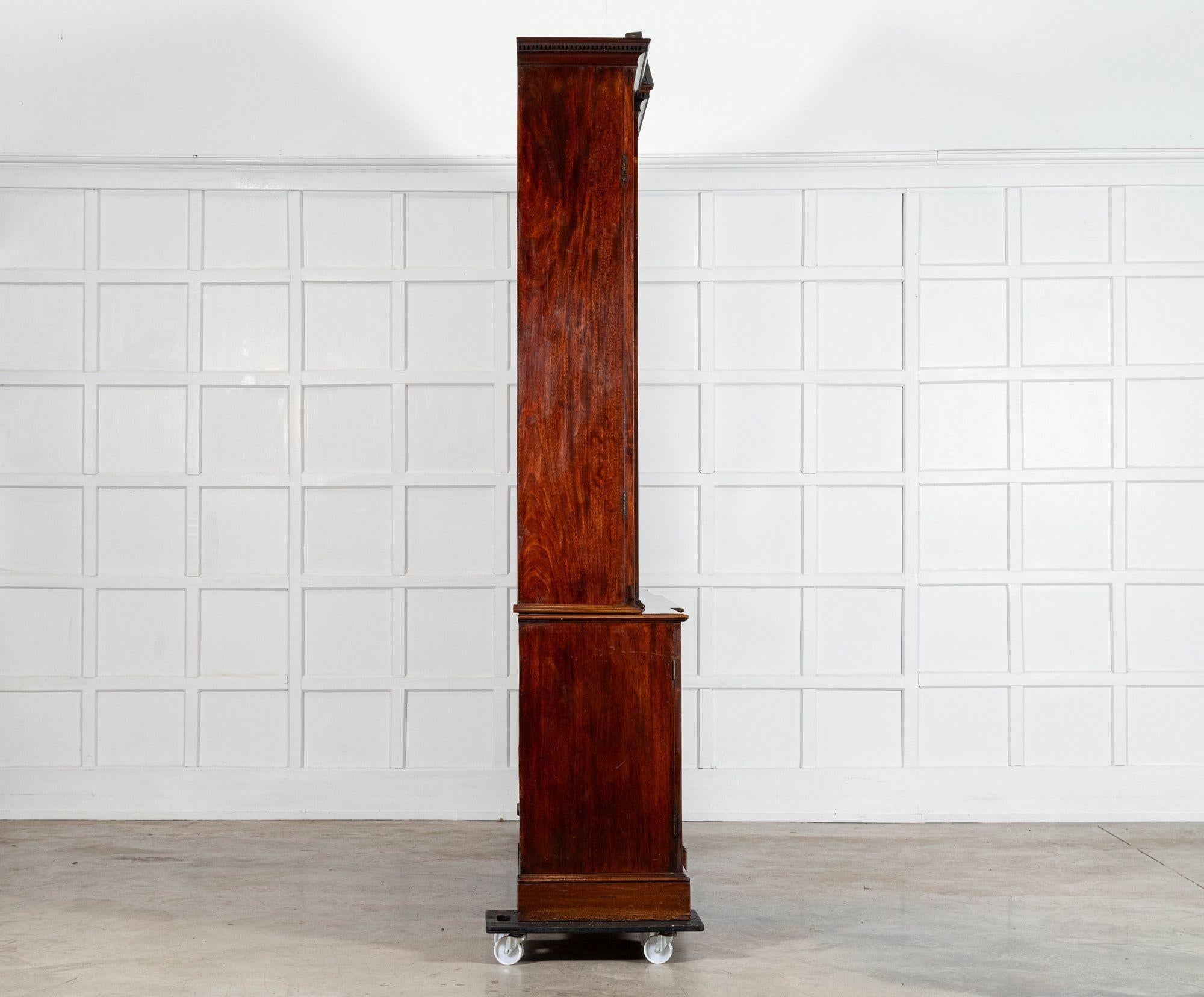 Monumental George III English Mahogany Breakfront Library Bookcase For Sale 3