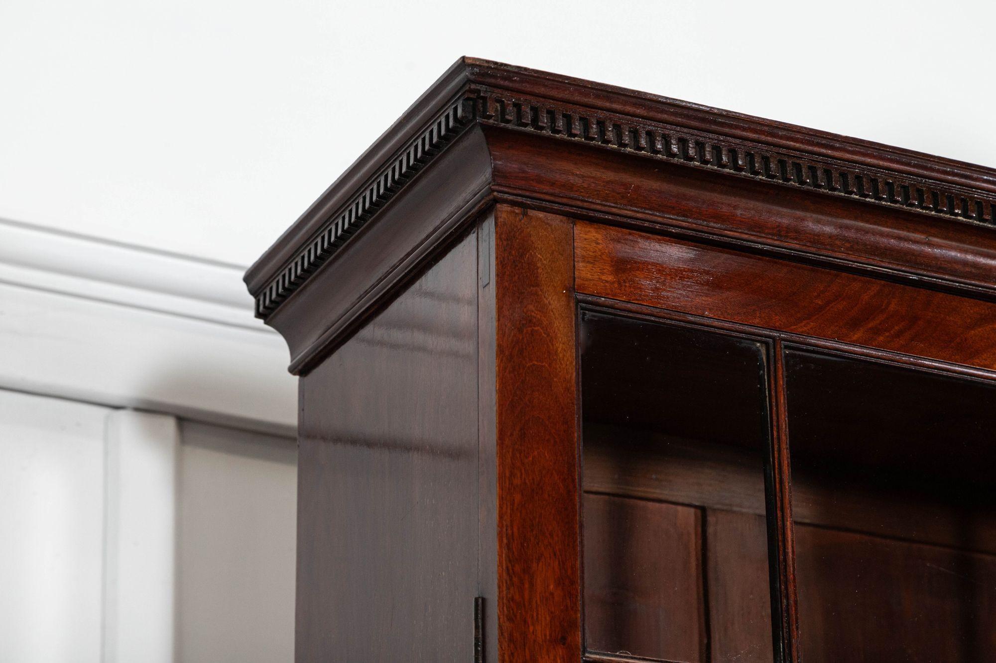 Monumental George III English Mahogany Breakfront Library Bookcase For Sale 5