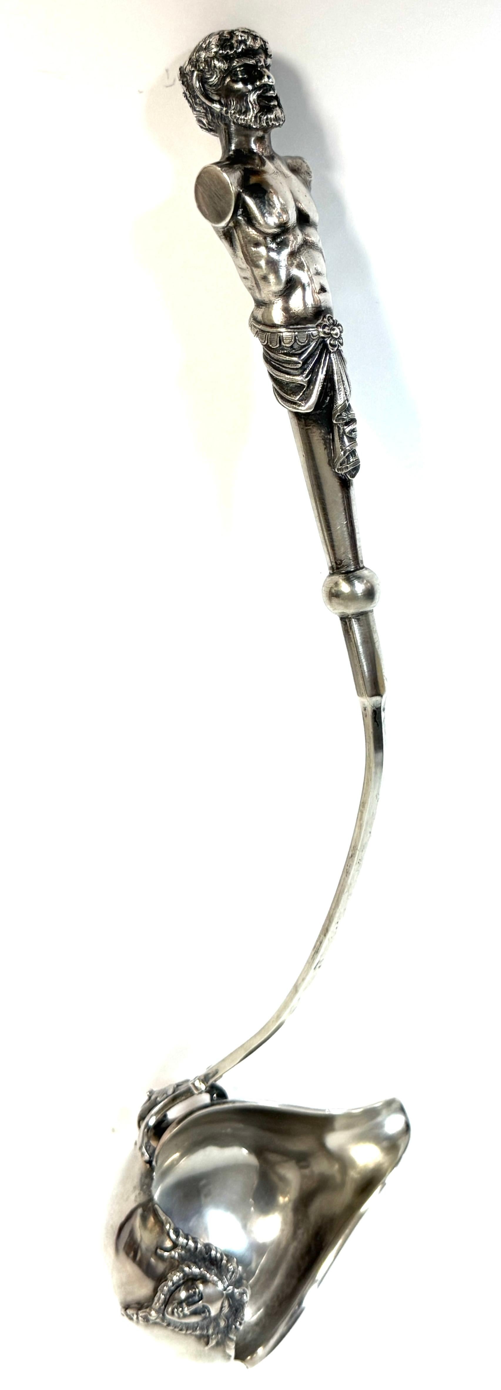 Cast Monumental George Sharp for J.E. Caldwell & Co. Classical Coin Silver Ladle For Sale