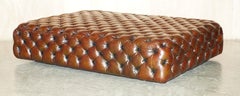 MONUMENTAL GEORGE SMITH RESTORED BROWN LEATHER CHESTERFiELD FOOTSTOOL OTTOMAN