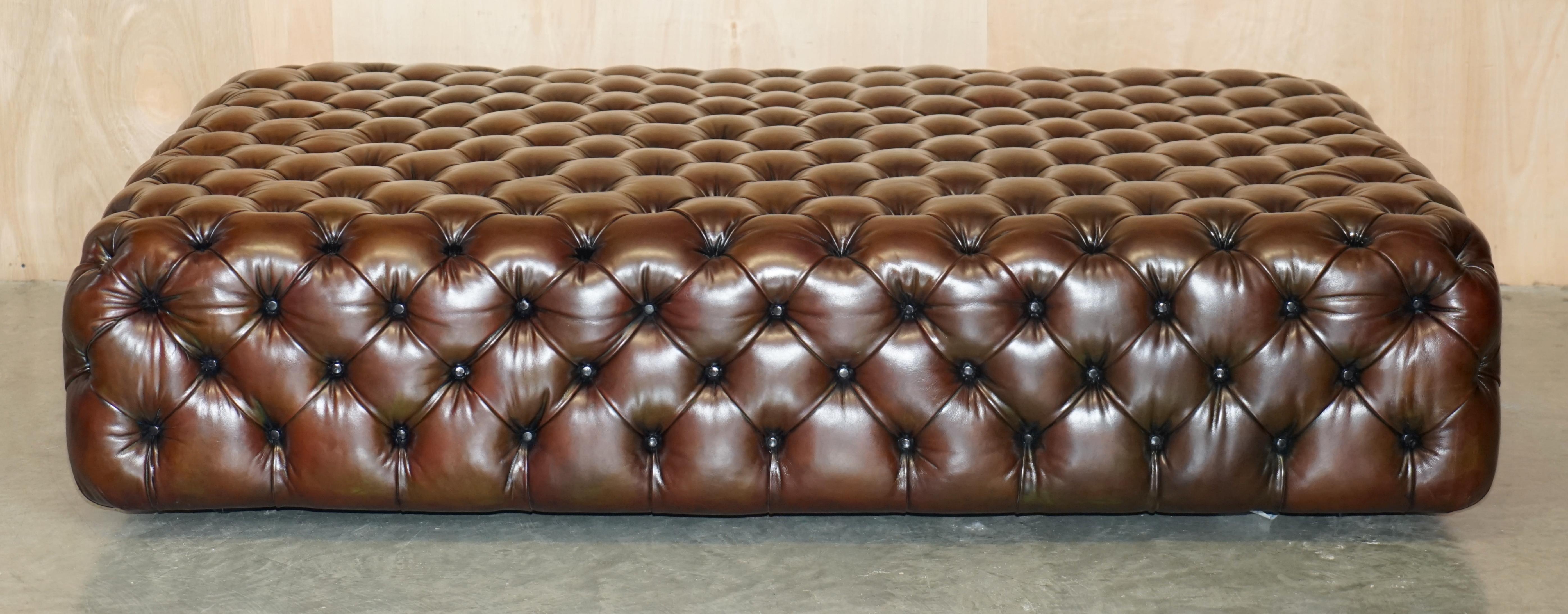 Chesterfield MONUMENTAL GEORGE SMITH RESTORED BROWN LEATHER CHESTERFiELD FOOTSTOOL OTTOMAN For Sale