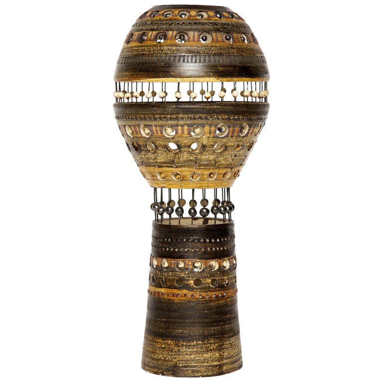 Monumental Georges Pelletier Ceramic Lamp with Pearl Detailing, 1970s, France For Sale