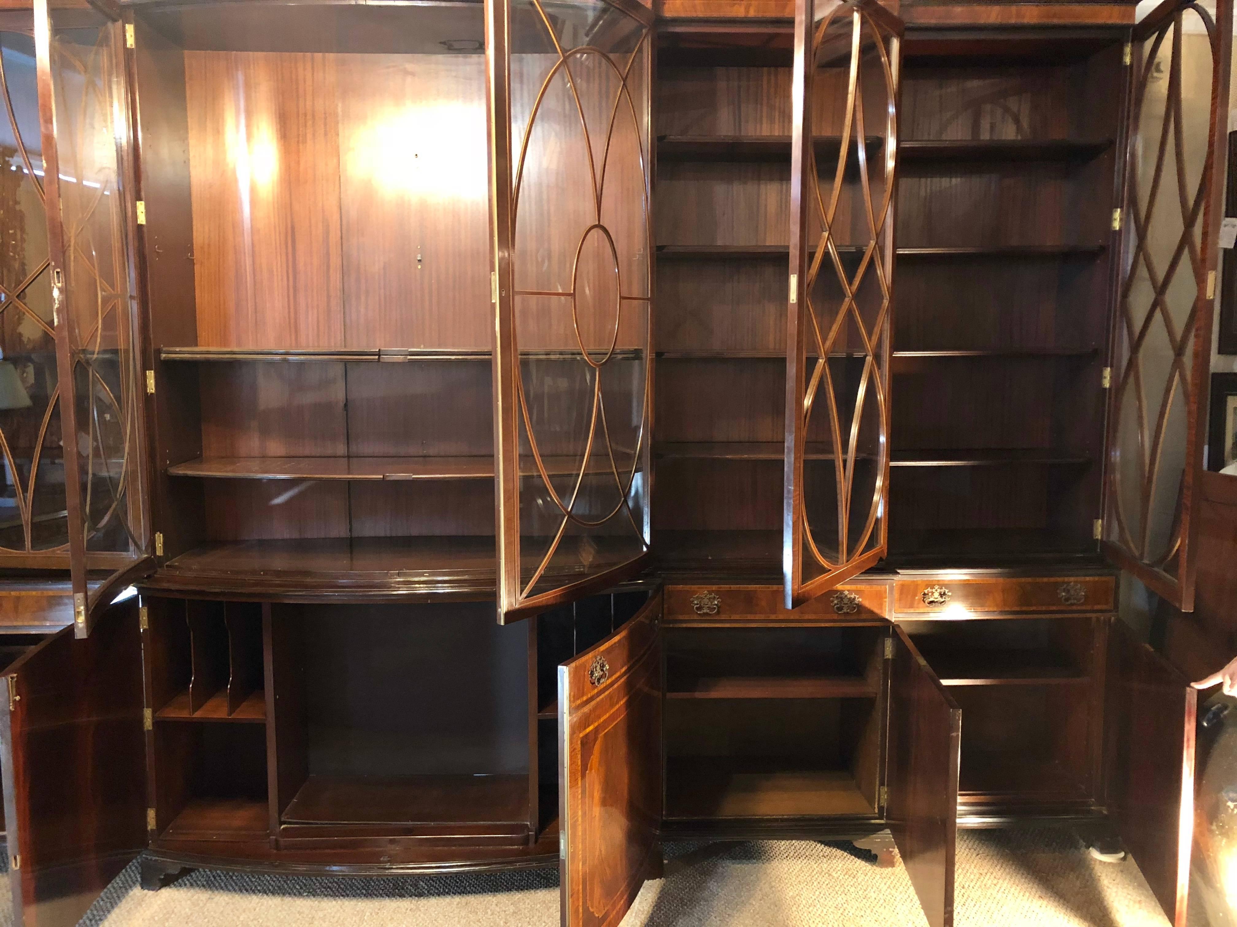 Monumental Georgian Schmieg and Kotzian Custom Bow Breakfront Bookcase Cabinet 4