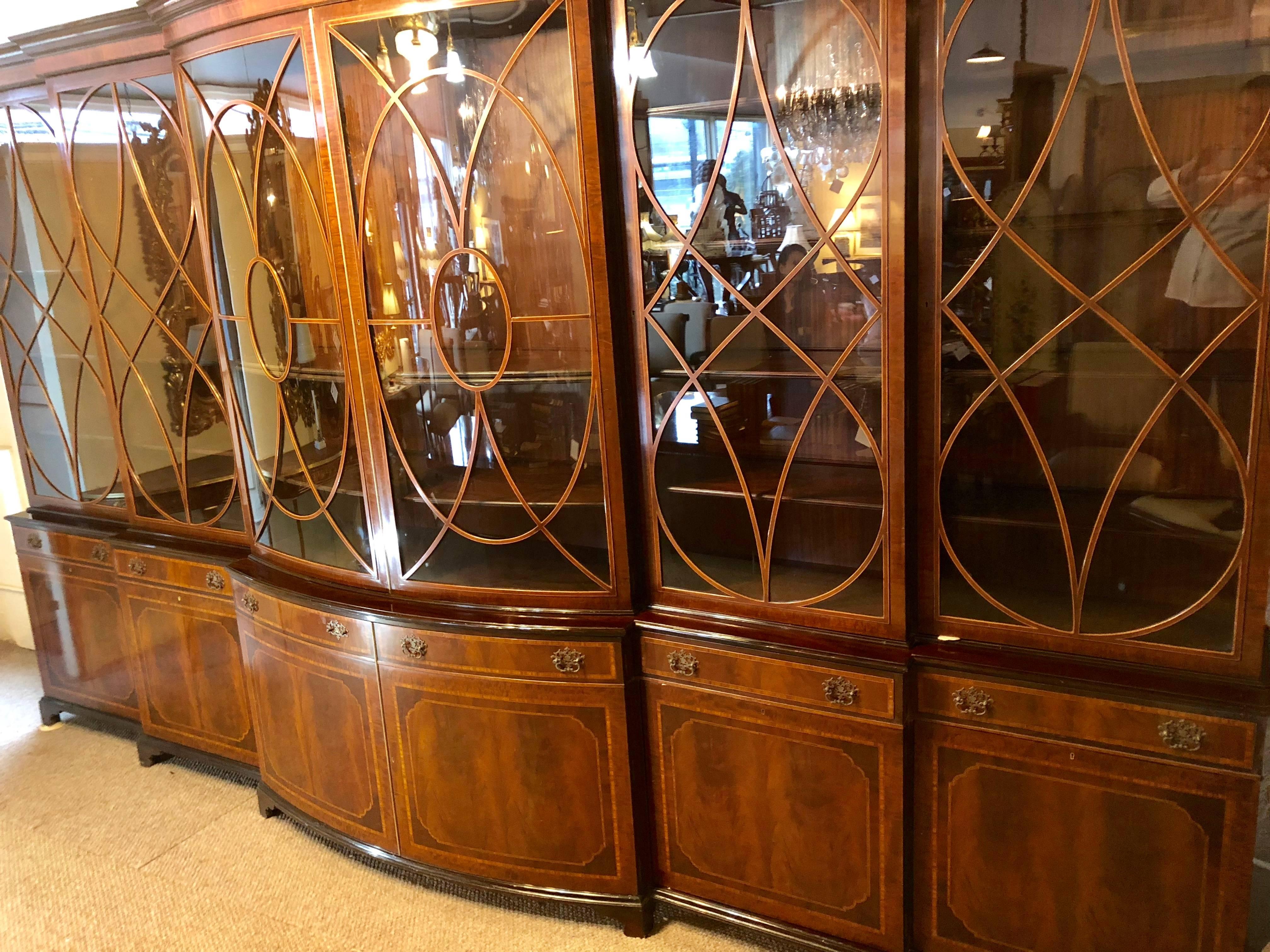 Monumental Georgian Schmieg and Kotzian Custom Bow Breakfront Bookcase Cabinet 10