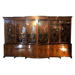 Monumental Georgian Schmieg and Kotzian Custom Bow Breakfront Bookcase Cabinet