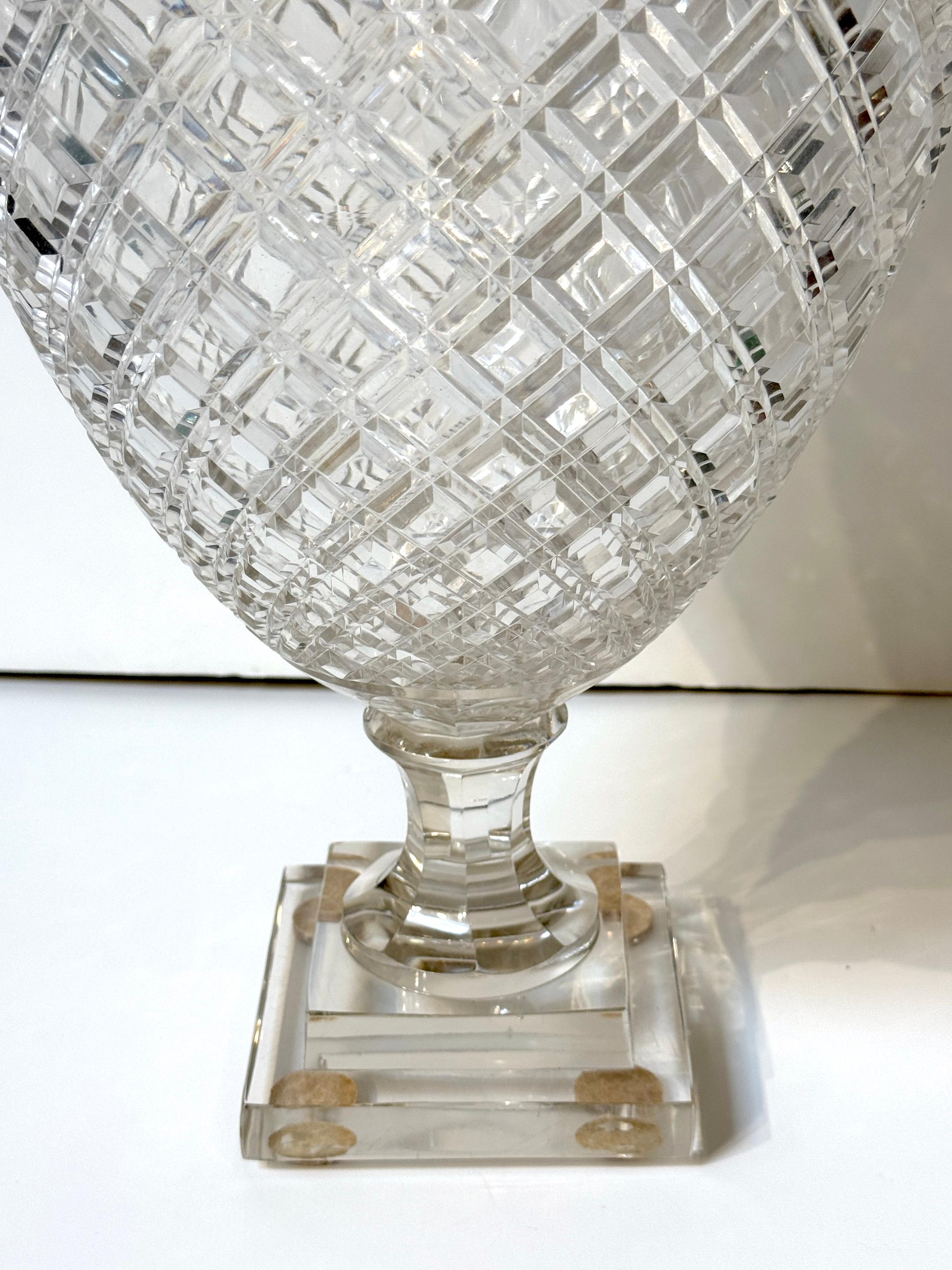 Monumental Georgian Style Cut Glass Apothecary / Covered Urn  24