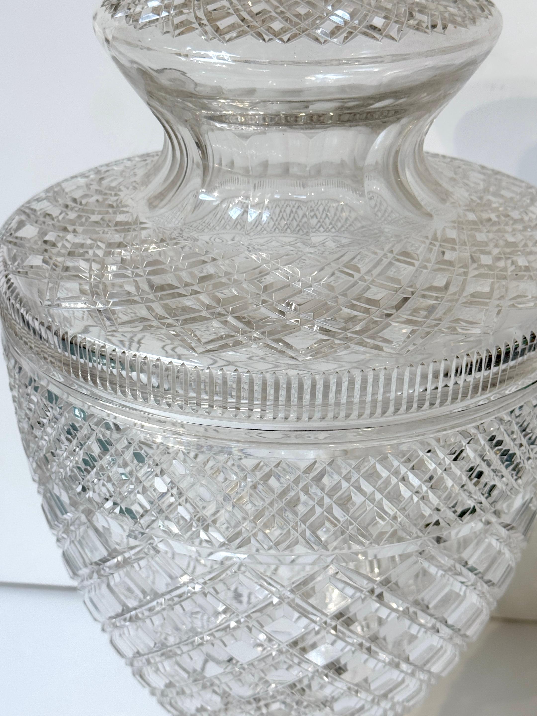 Monumental Georgian Style Cut Glass Apothecary / Covered Urn  24