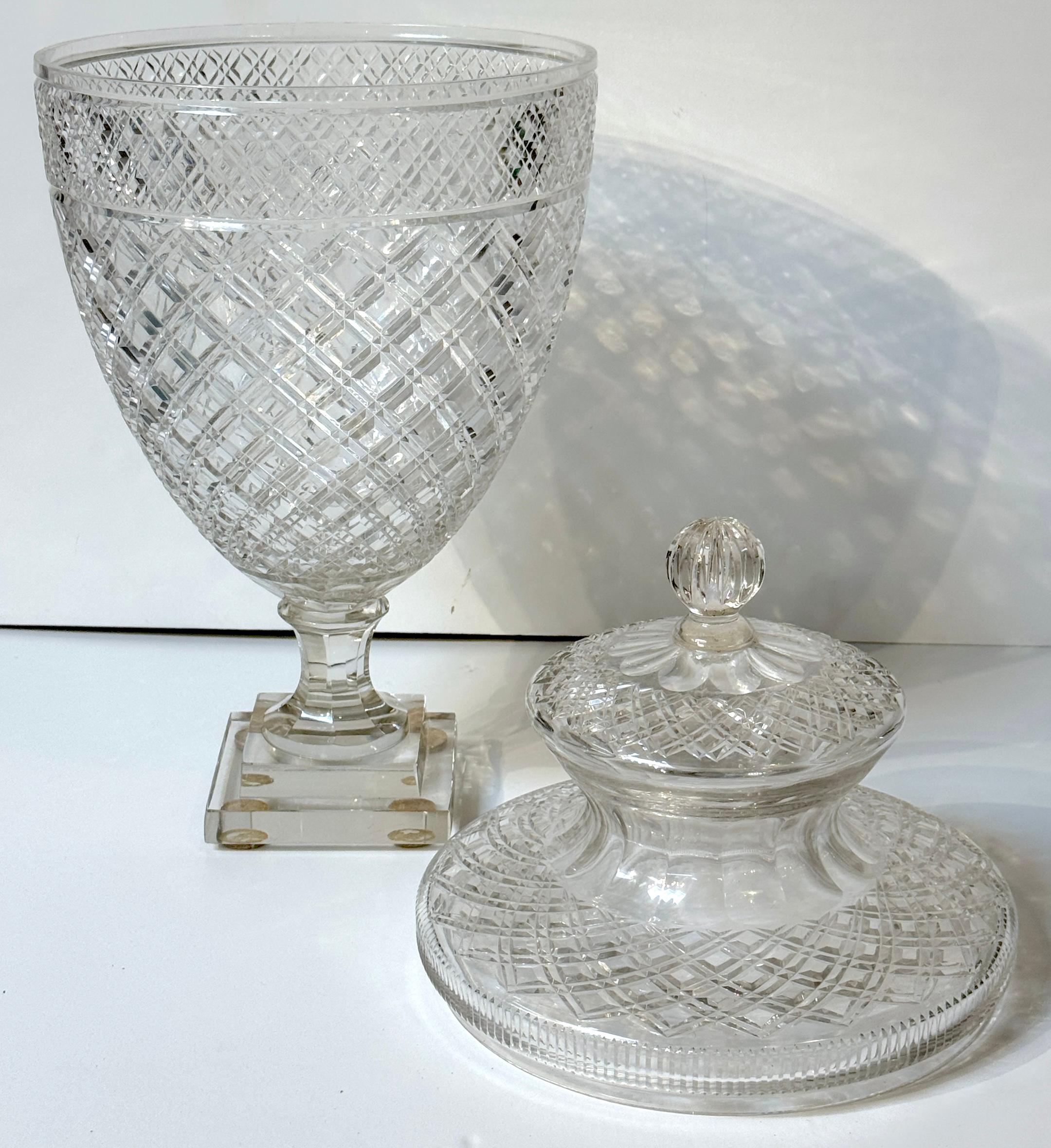 Monumental Georgian Style Cut Glass Apothecary / Covered Urn  24