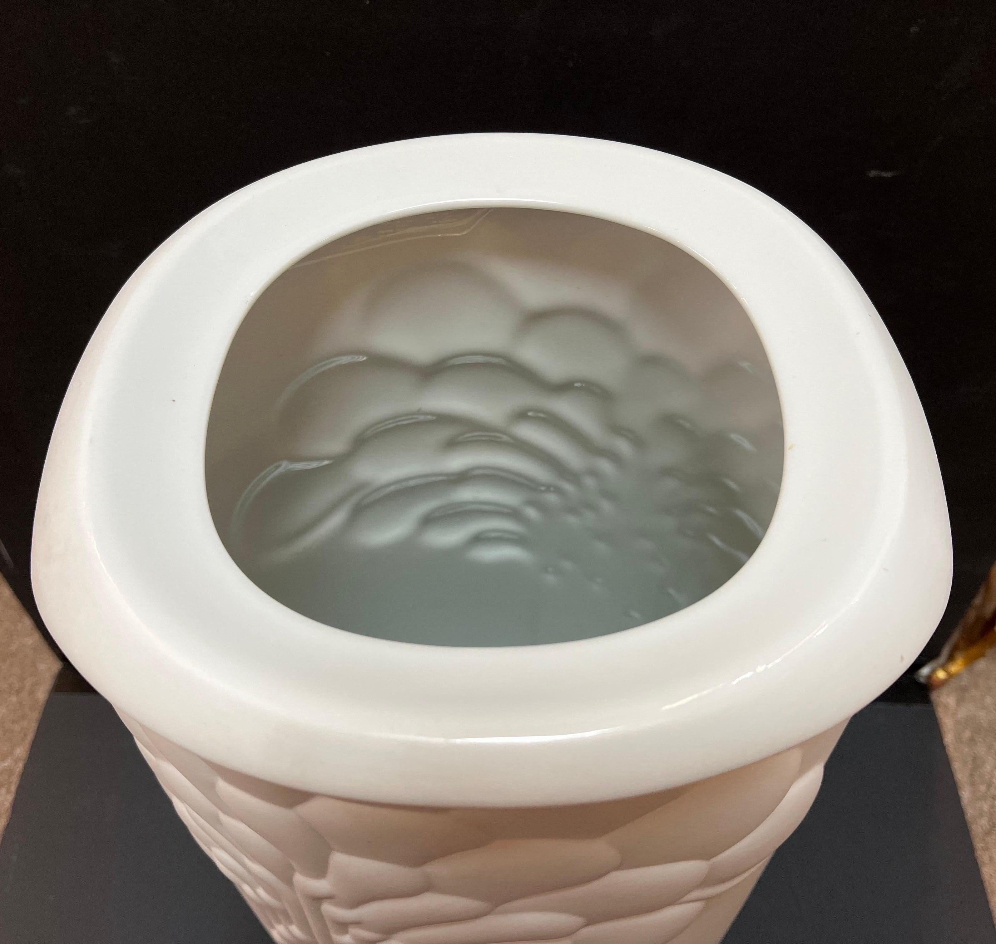 Ceramic Monumental German Porcelain Vase or Umbrella Stand by M Frey for Kaiser Germany For Sale