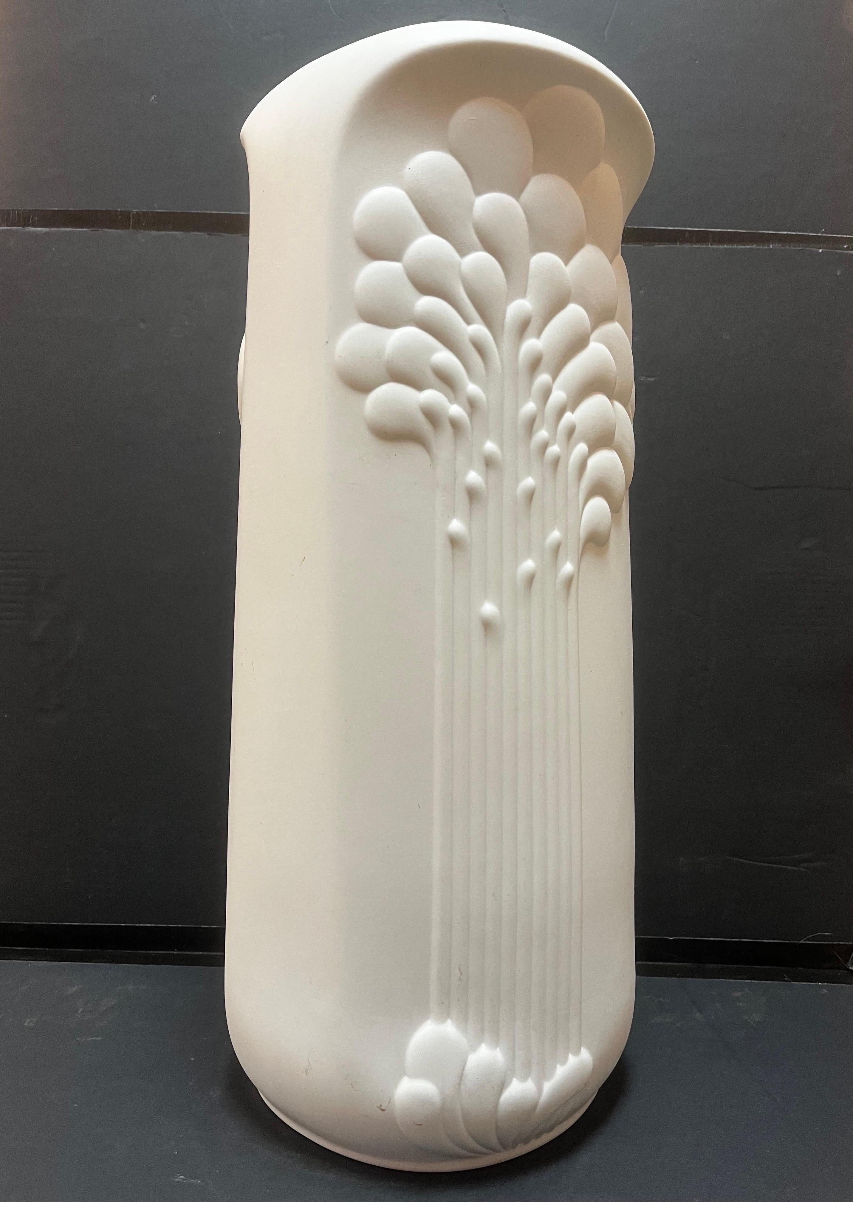 Monumental German Porcelain Vase or Umbrella Stand by M Frey for Kaiser Germany In Fair Condition For Sale In Atlanta, GA