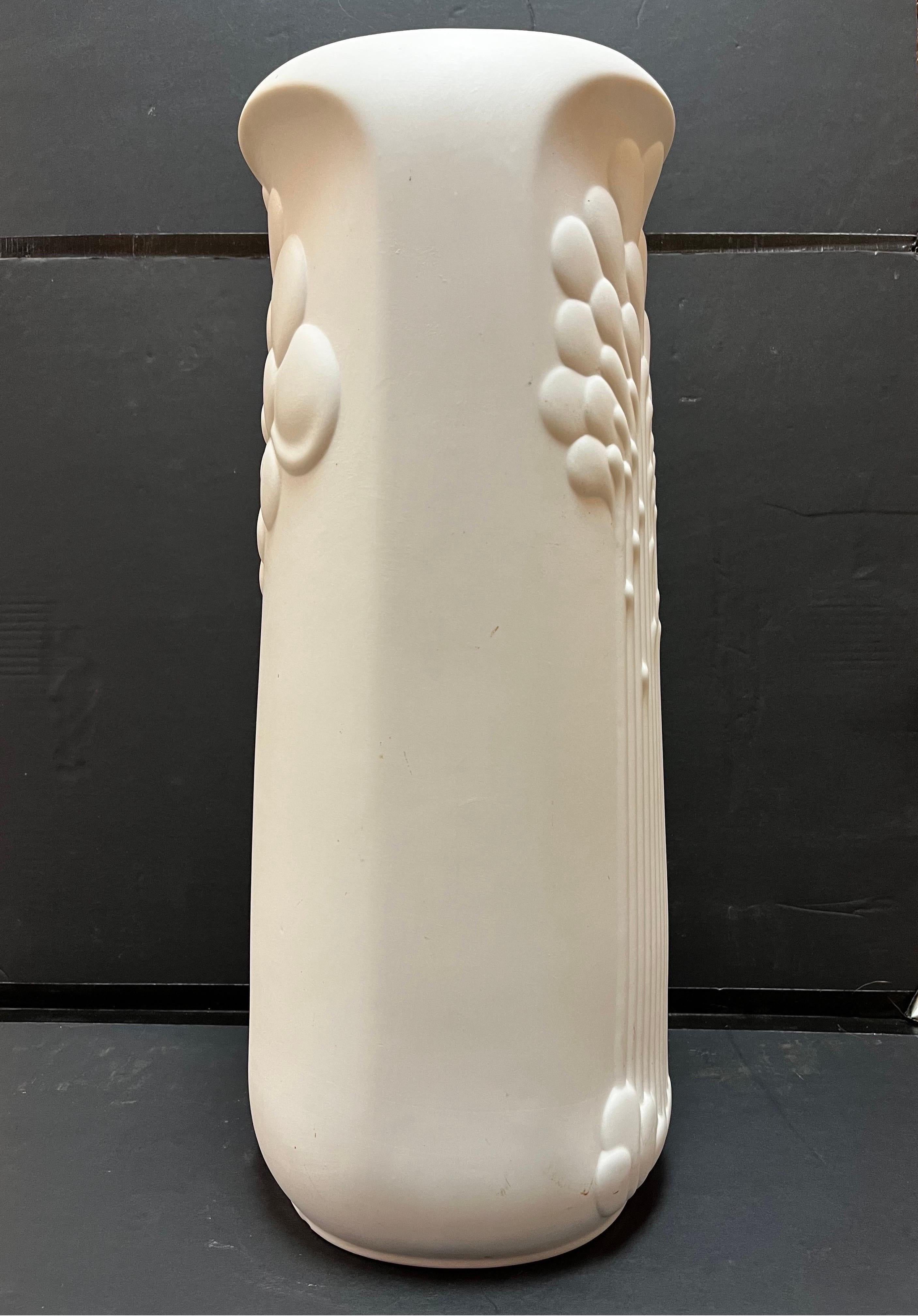 Cast Monumental German Porcelain Vase or Umbrella Stand by M Frey for Kaiser Germany For Sale