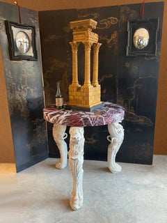 Monumental Giallo Siena marble model of the Temple of Vespasian