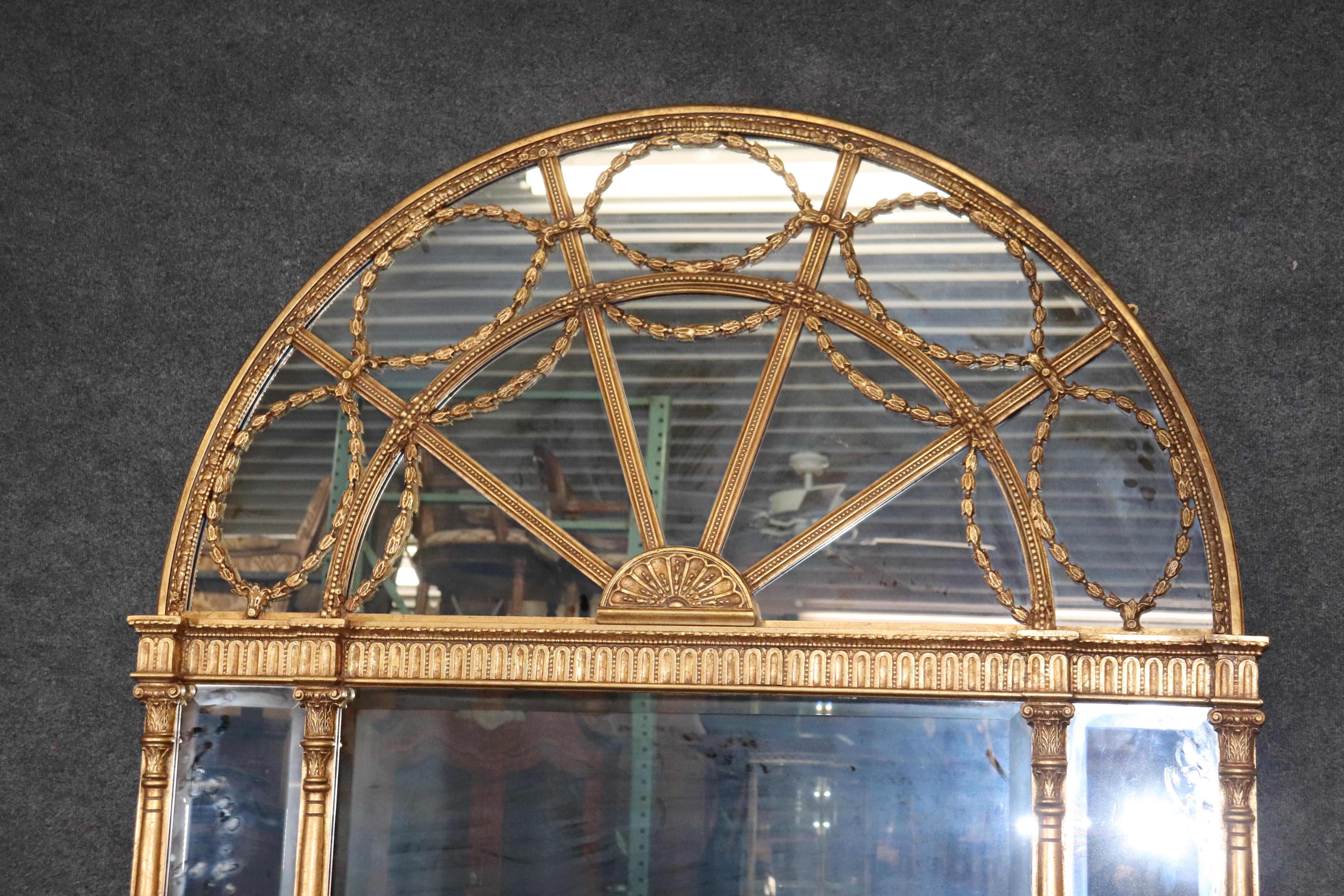 Neoclassical Revival Monumental Gilded Arched Decorative Arts Neoclassical Wall Mantle Mantel Mirror