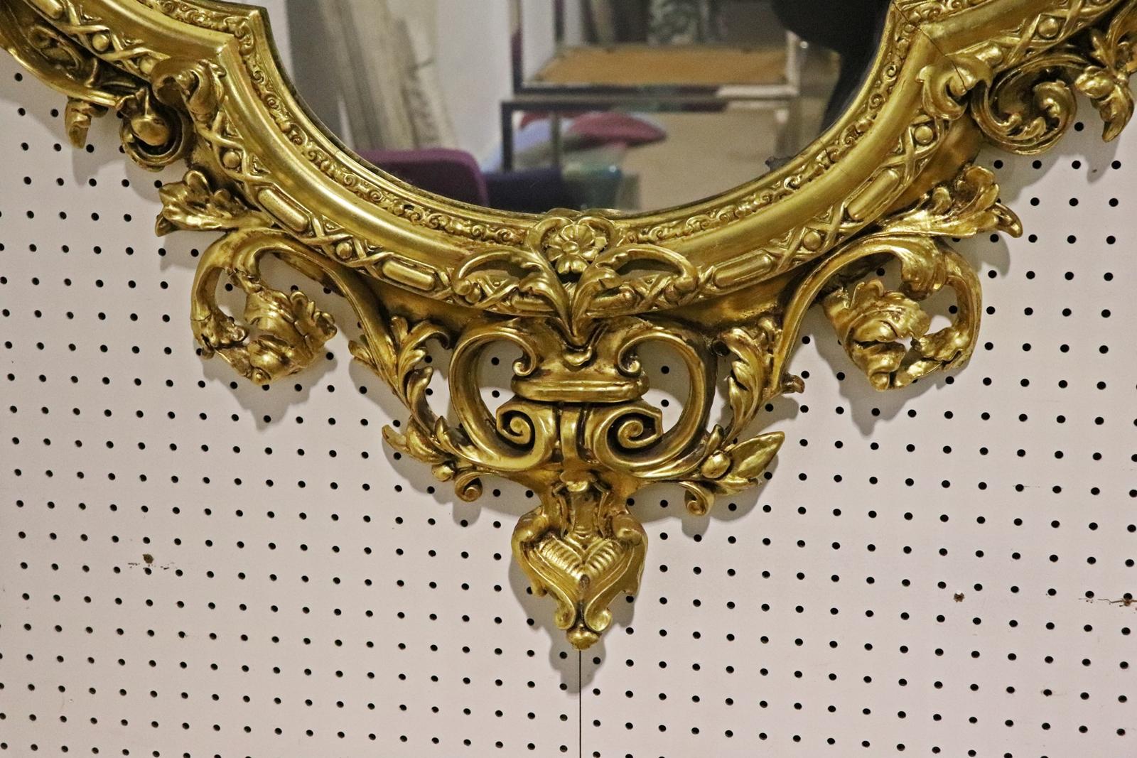 Monumental Gilded French Louis XV Mantle Buffet Wall Mirror circa 1920 For Sale 2
