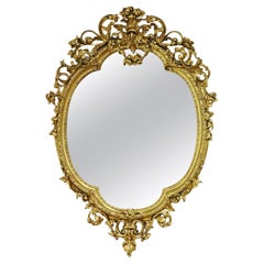 Monumental Gilded French Louis XV Mantle Buffet Wall Mirror circa 1920