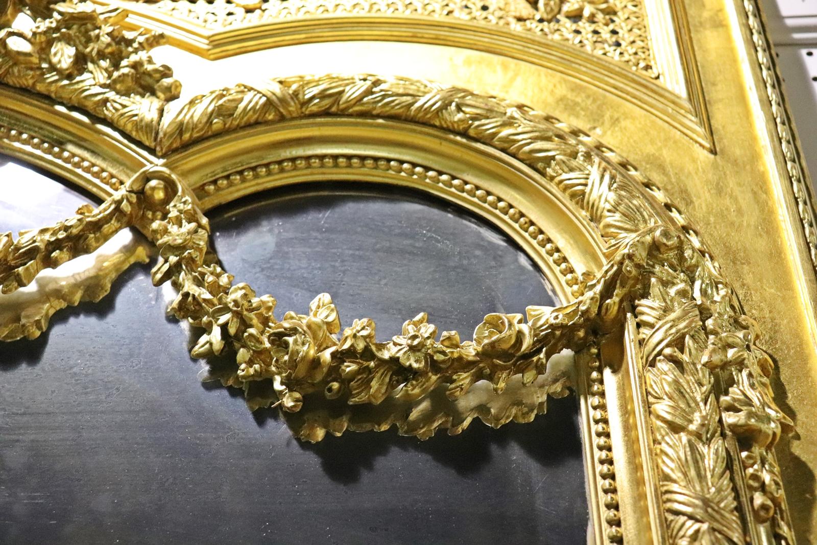 Monumentaler vergoldeter französischer Louis XV Trumeau-Spiegel mit Pflanzensockel CIRCA 1890 im Angebot 3