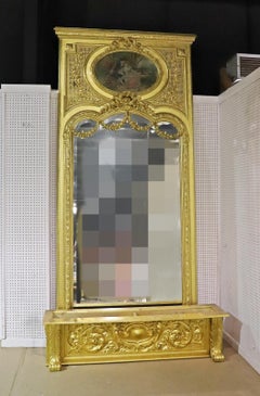 Monumental Gilded French Louis XV Trumeau Mirror with Planter Base Circa 1890