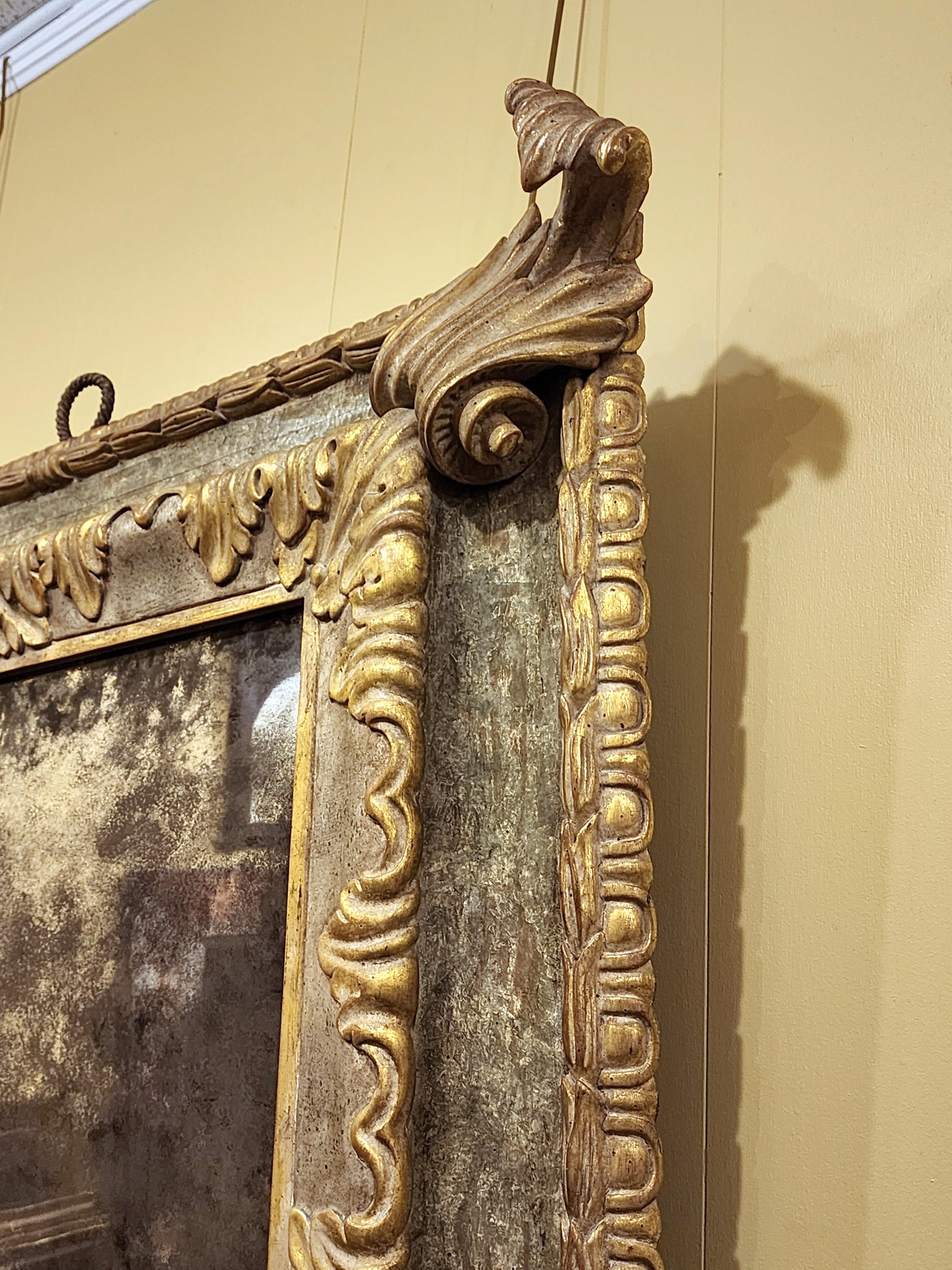 Unknown Large Baroque Style Hand Carved And Gilded Mirror For Sale