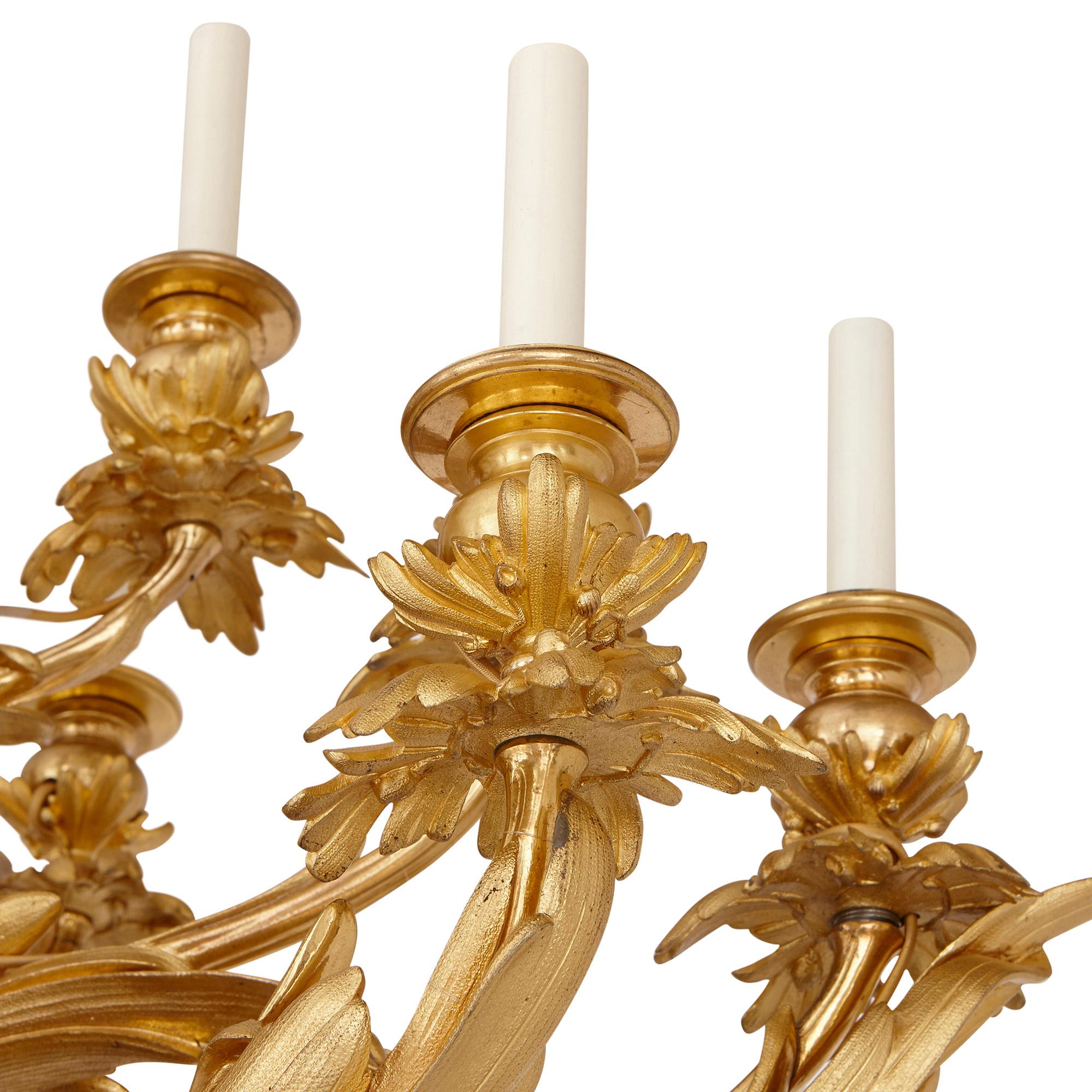 Monumental Gilt and Patinated Bronze Candelabra by Beurdeley For Sale 4