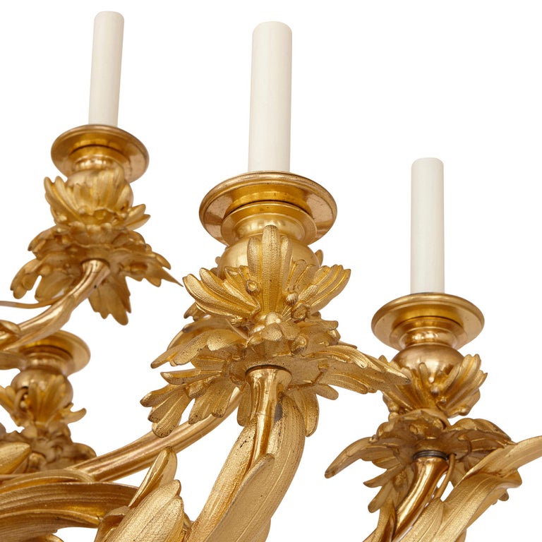 Monumental Gilt and Patinated Bronze Candelabra by Beurdeley For Sale 3