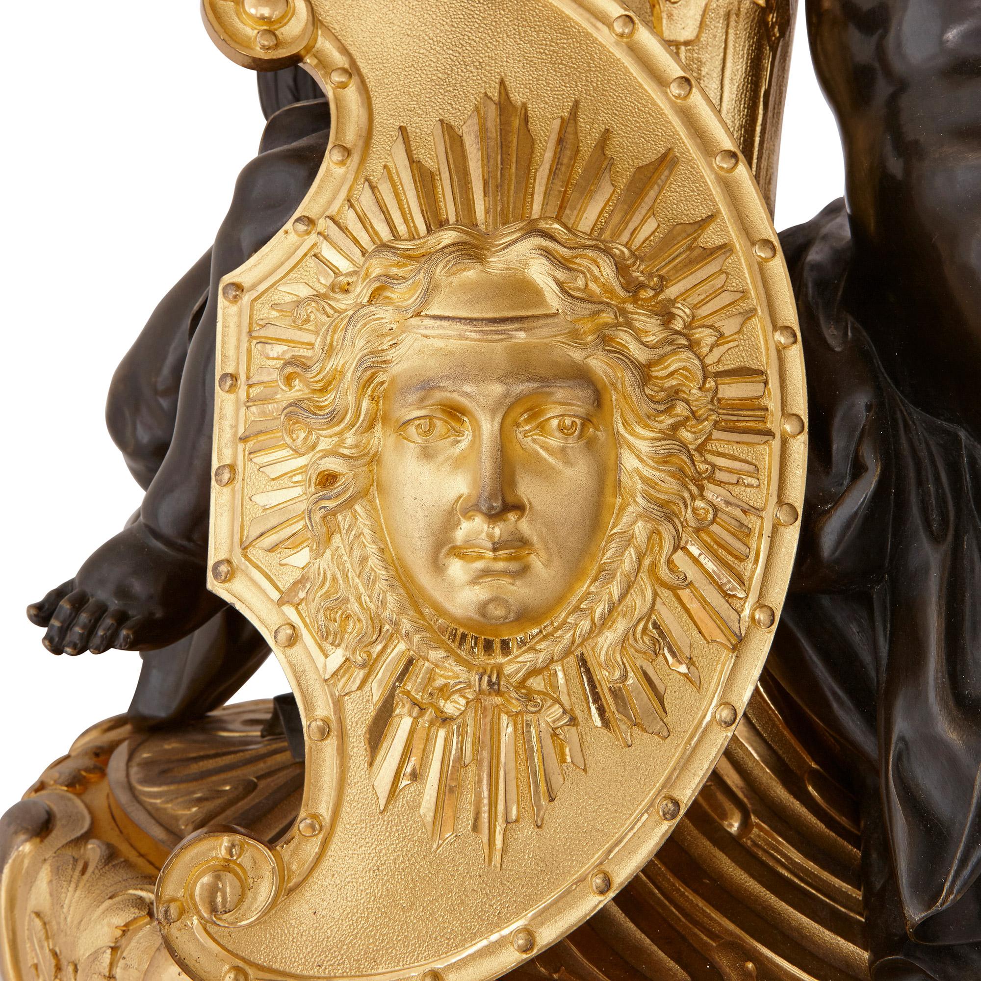 Candélabre monumental en bronze doré et patiné de Beurdeley en vente 5