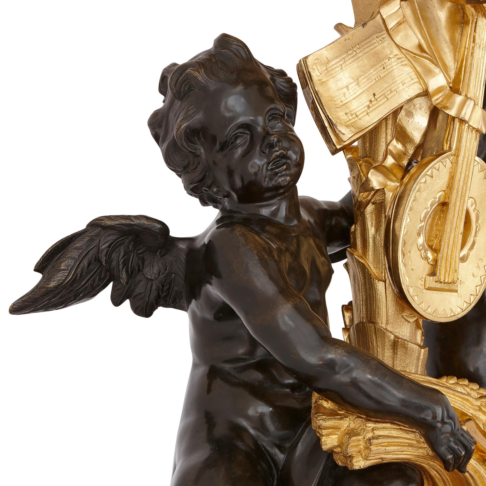 Monumentaler Kandelaber aus vergoldeter und patinierter Bronze von Beurdeley (Vergoldet) im Angebot