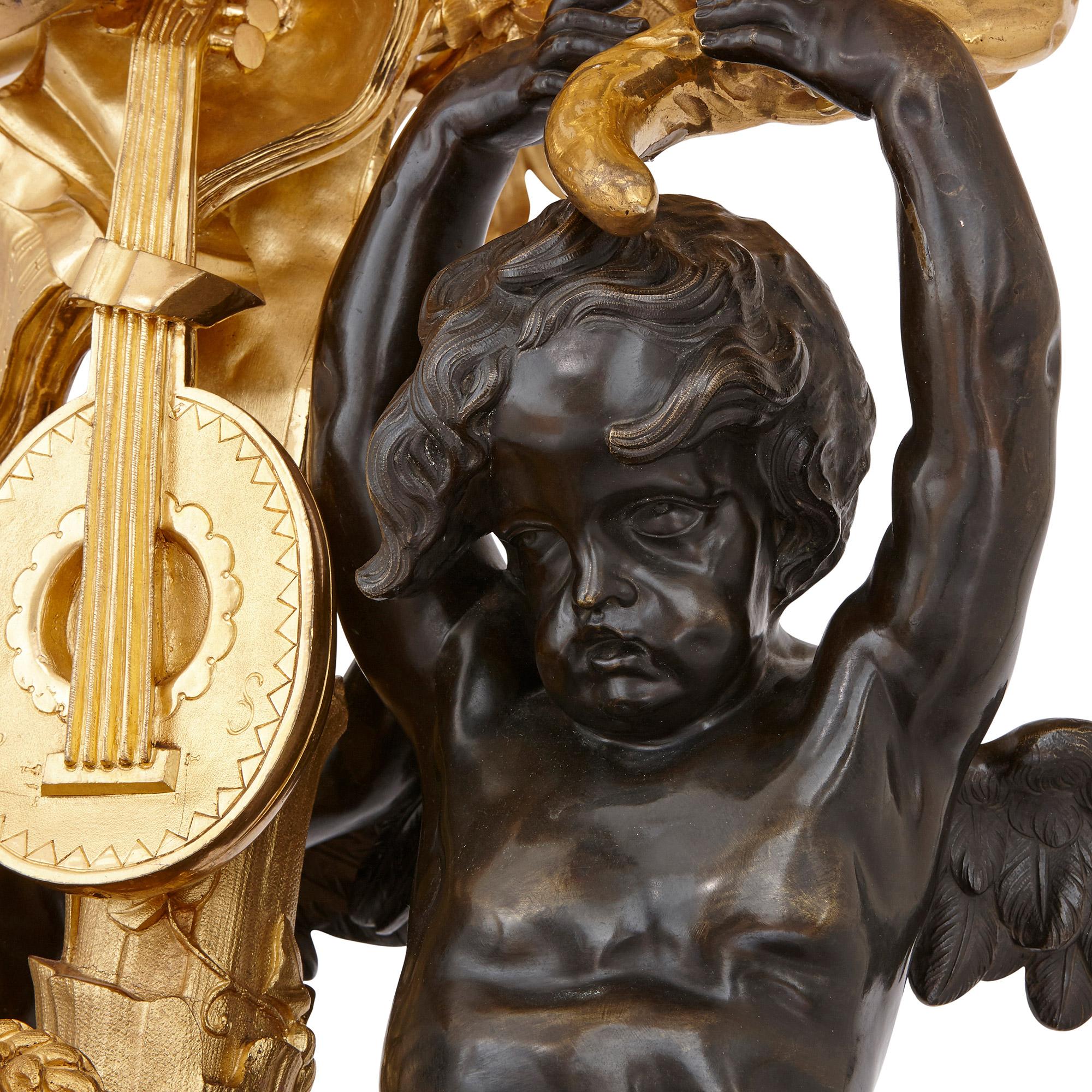 Monumentaler Kandelaber aus vergoldeter und patinierter Bronze von Beurdeley (19. Jahrhundert) im Angebot