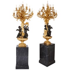 Antique Monumental Gilt and Patinated Bronze Candelabra by Beurdeley