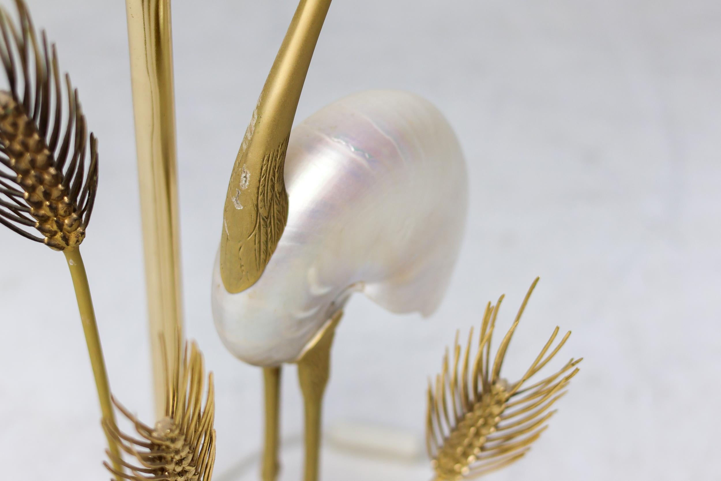 Monumentale Kranich- oder Reiher-Stehlampe aus vergoldetem Messing von Antonio Pavia im Angebot 4