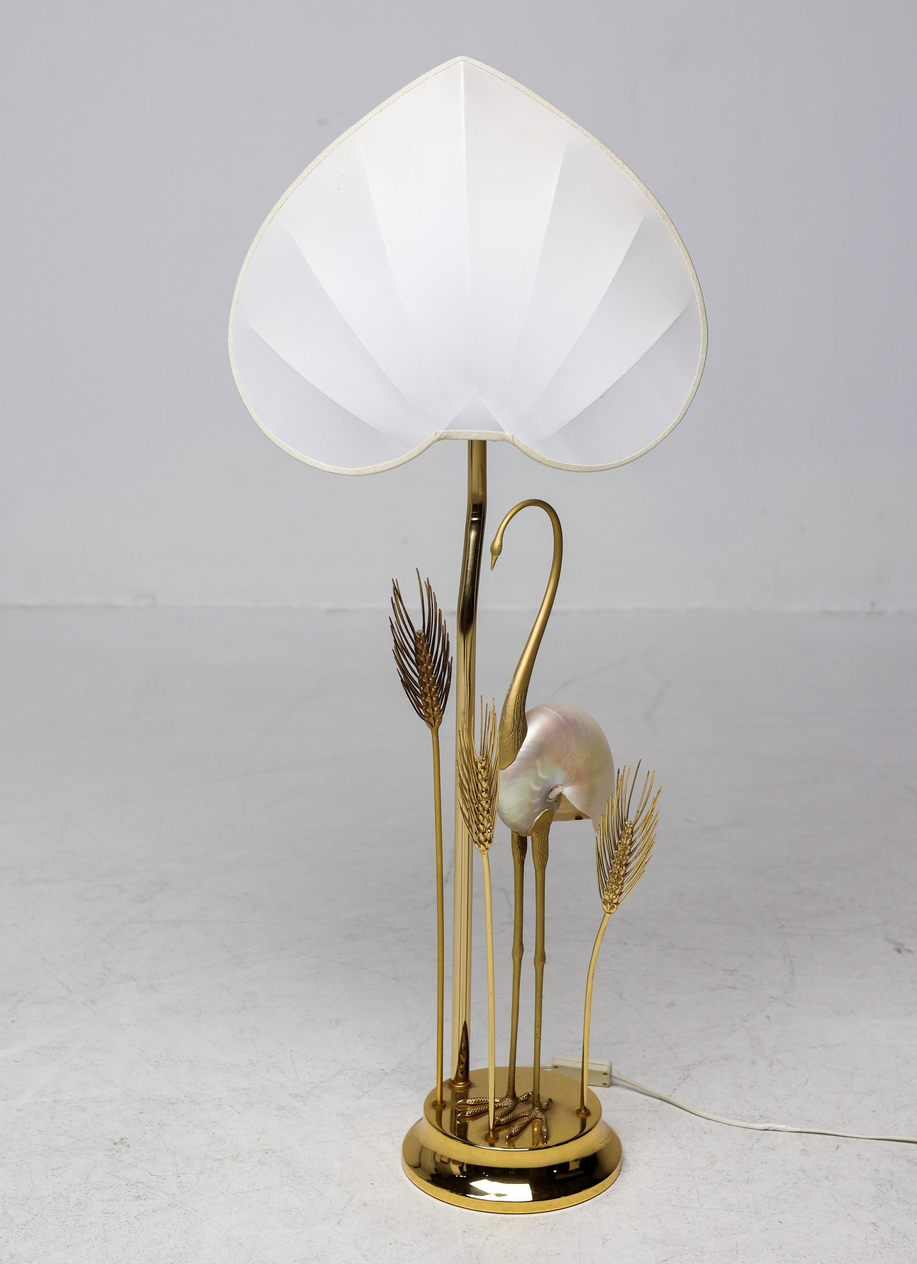 Monumentale Kranich- oder Reiher-Stehlampe aus vergoldetem Messing von Antonio Pavia im Angebot 5