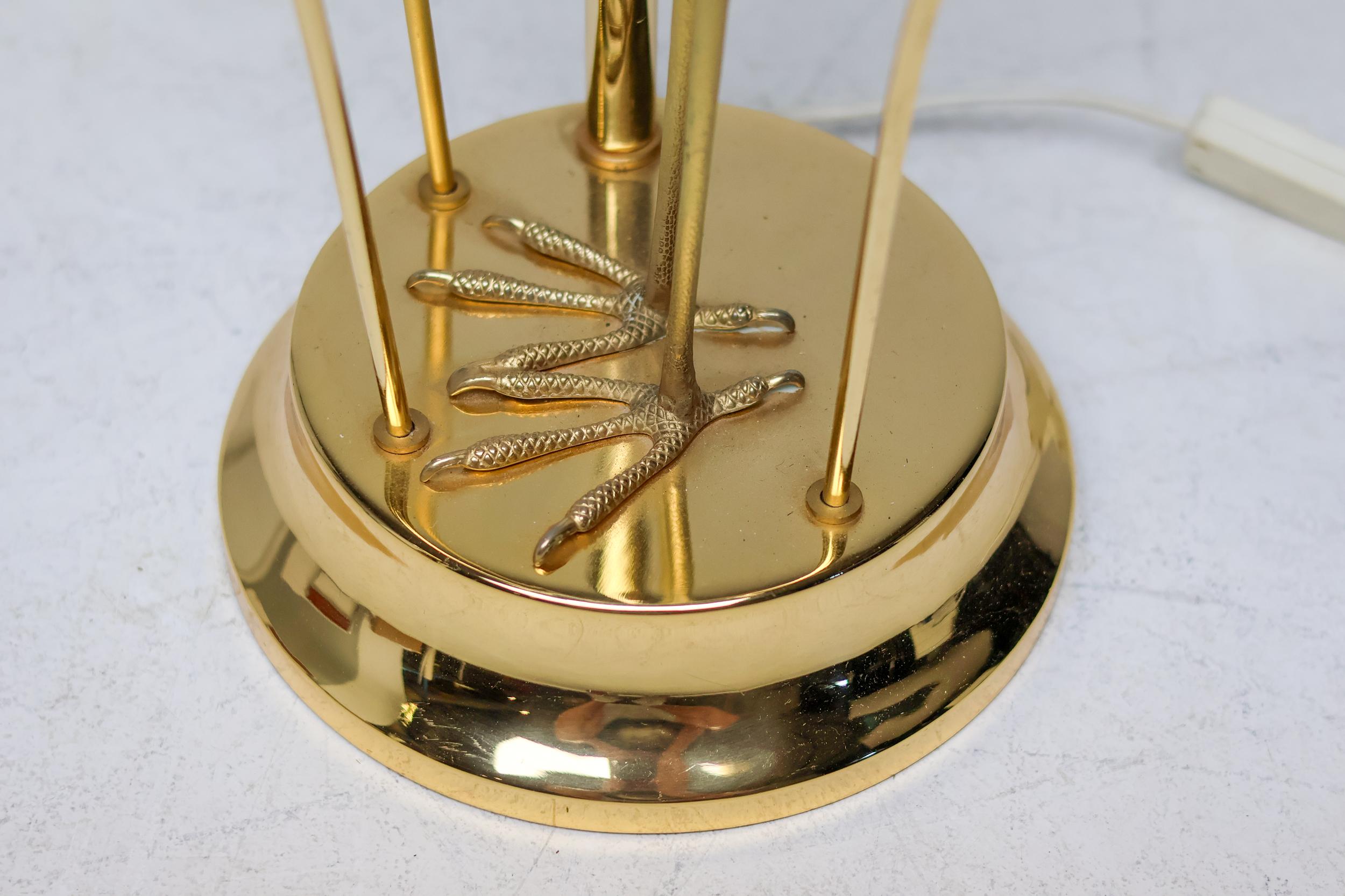 Monumentale Kranich- oder Reiher-Stehlampe aus vergoldetem Messing von Antonio Pavia (Italienisch) im Angebot