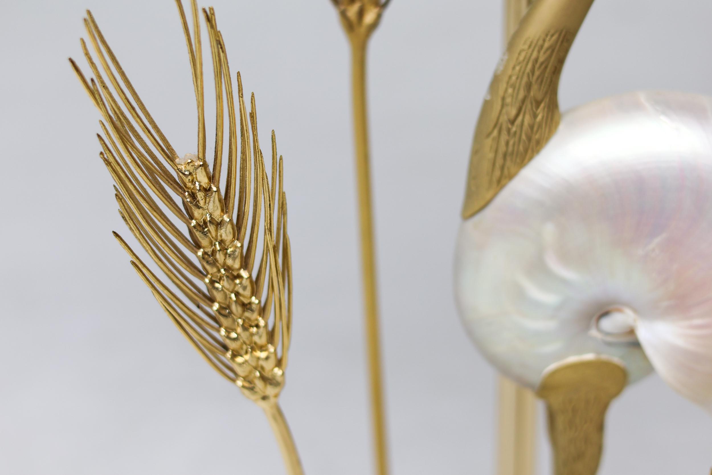 Monumentale Kranich- oder Reiher-Stehlampe aus vergoldetem Messing von Antonio Pavia im Angebot 1