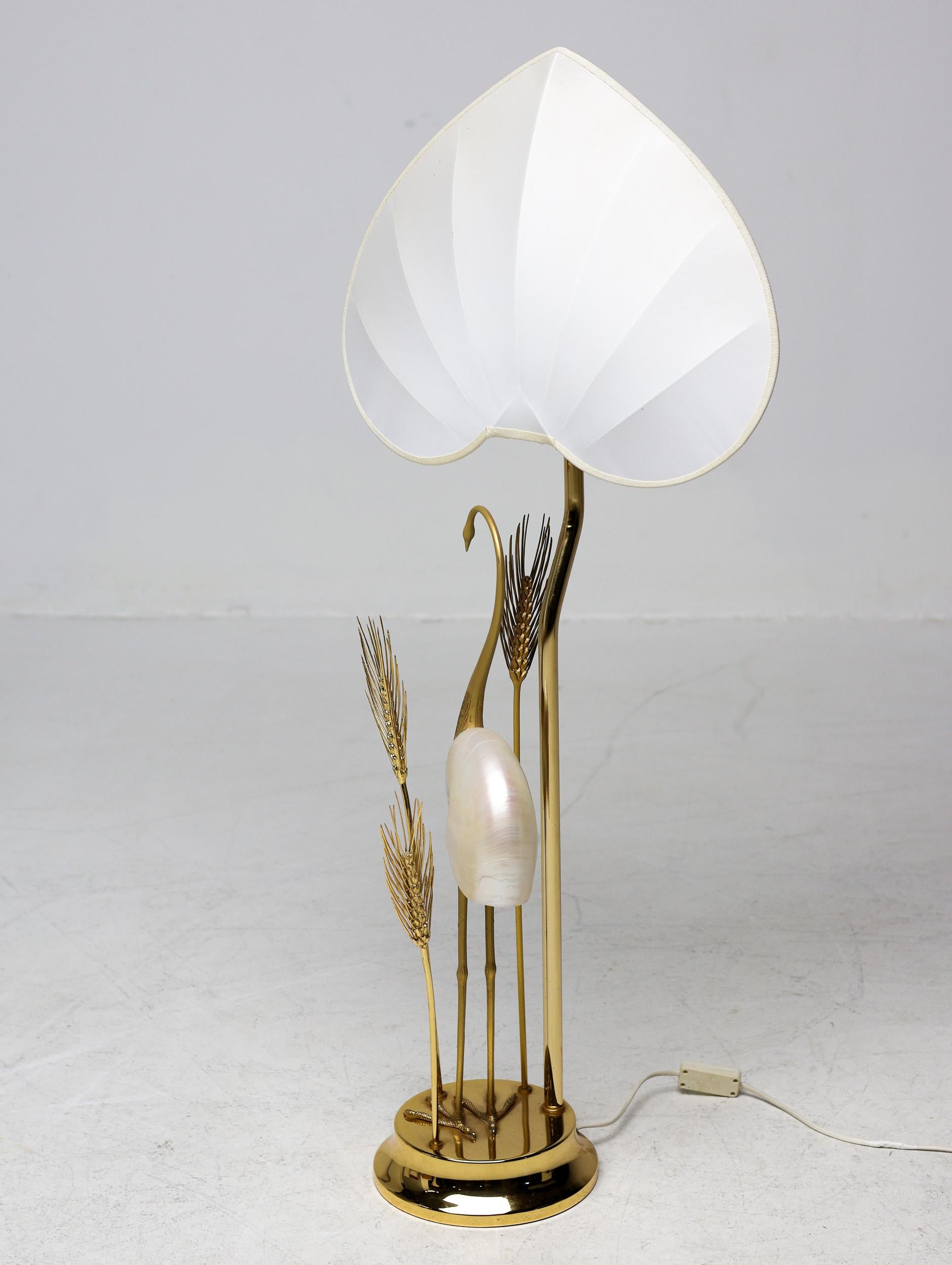 Monumentale Kranich- oder Reiher-Stehlampe aus vergoldetem Messing von Antonio Pavia im Angebot 3
