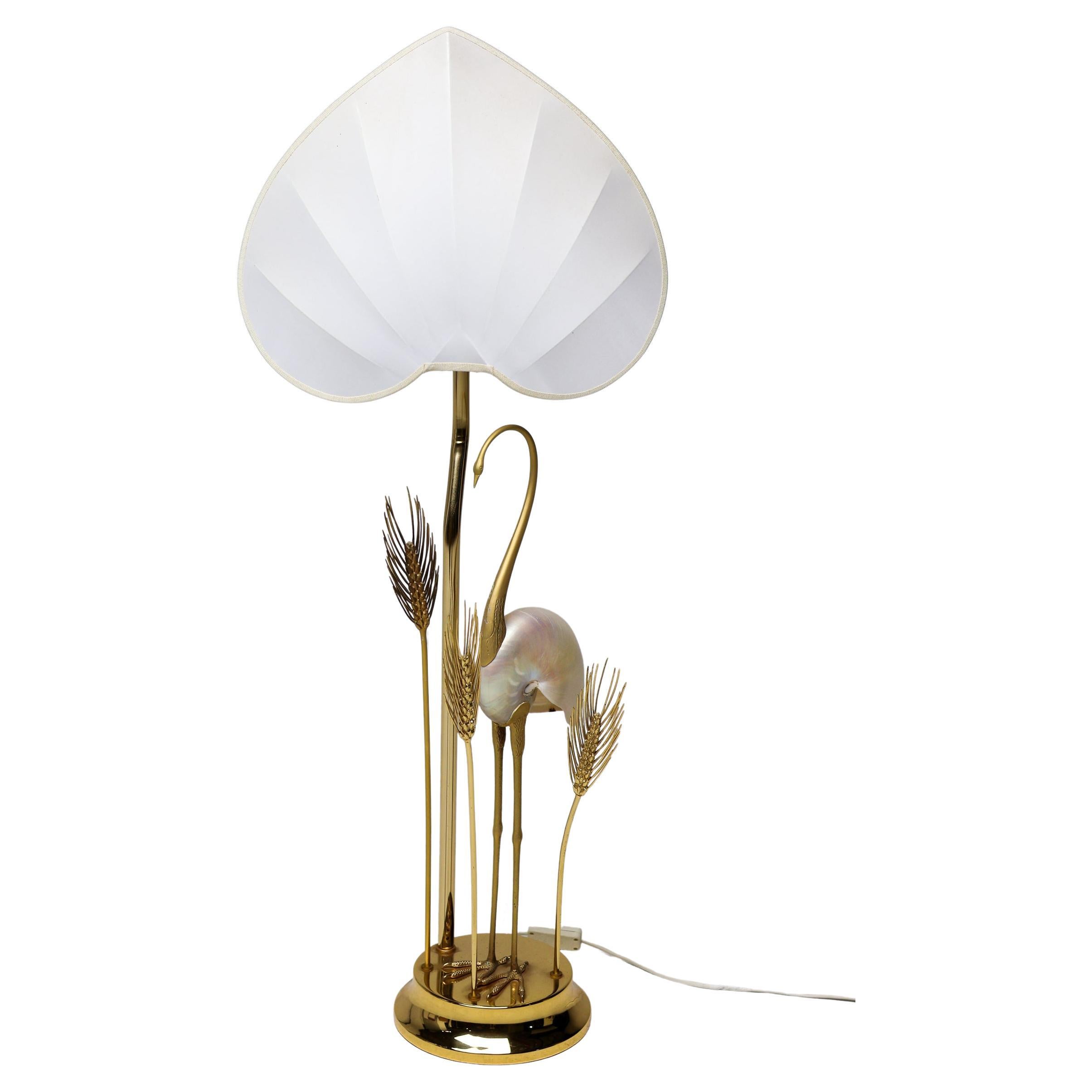 Monumentale Kranich- oder Reiher-Stehlampe aus vergoldetem Messing von Antonio Pavia im Angebot