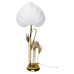 Monumentale Kranich- oder Reiher-Stehlampe aus vergoldetem Messing von Antonio Pavia
