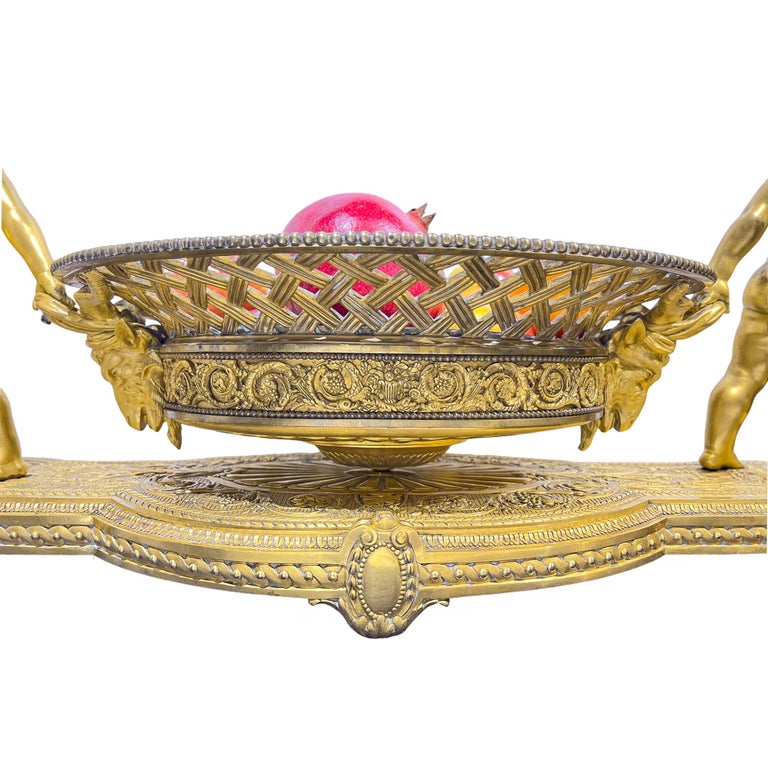 Monumental Gilt Bronze Centerpiece with Putti Attributed to Christof Le & Cie For Sale 2