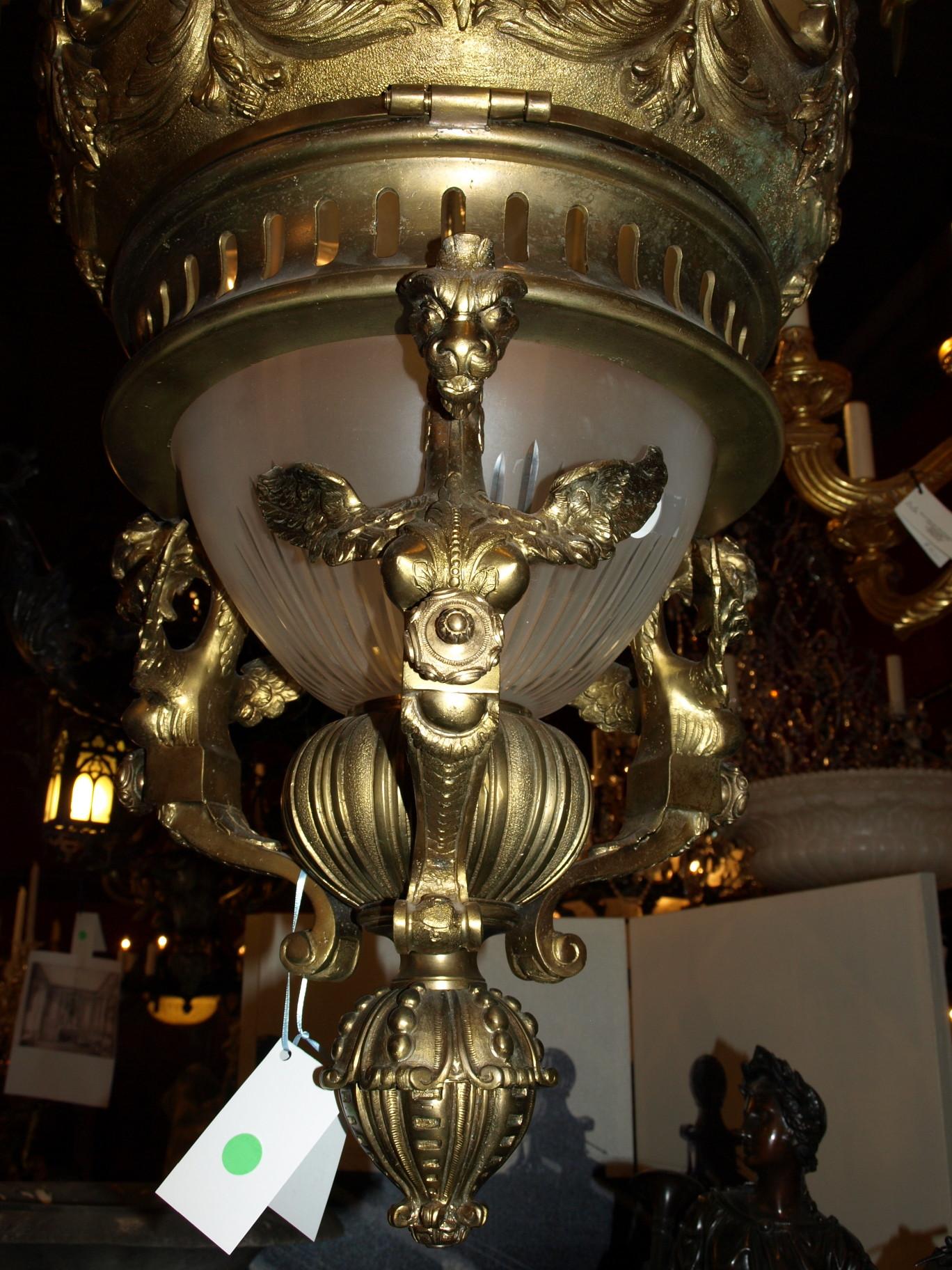 Monumental Gilt Bronze Lantern For Sale 1