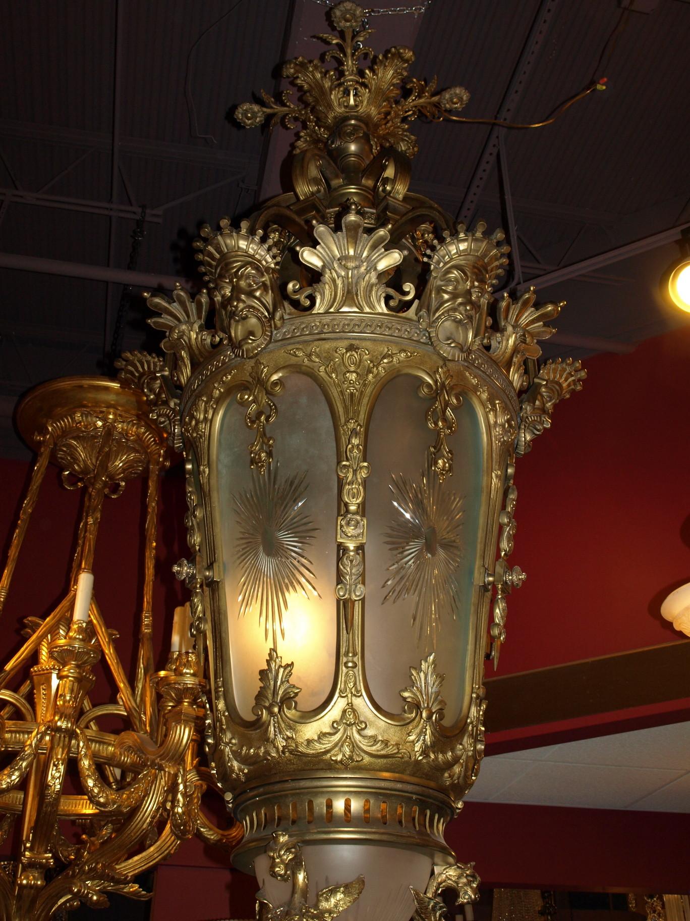 Monumental Gilt Bronze Lantern For Sale 2