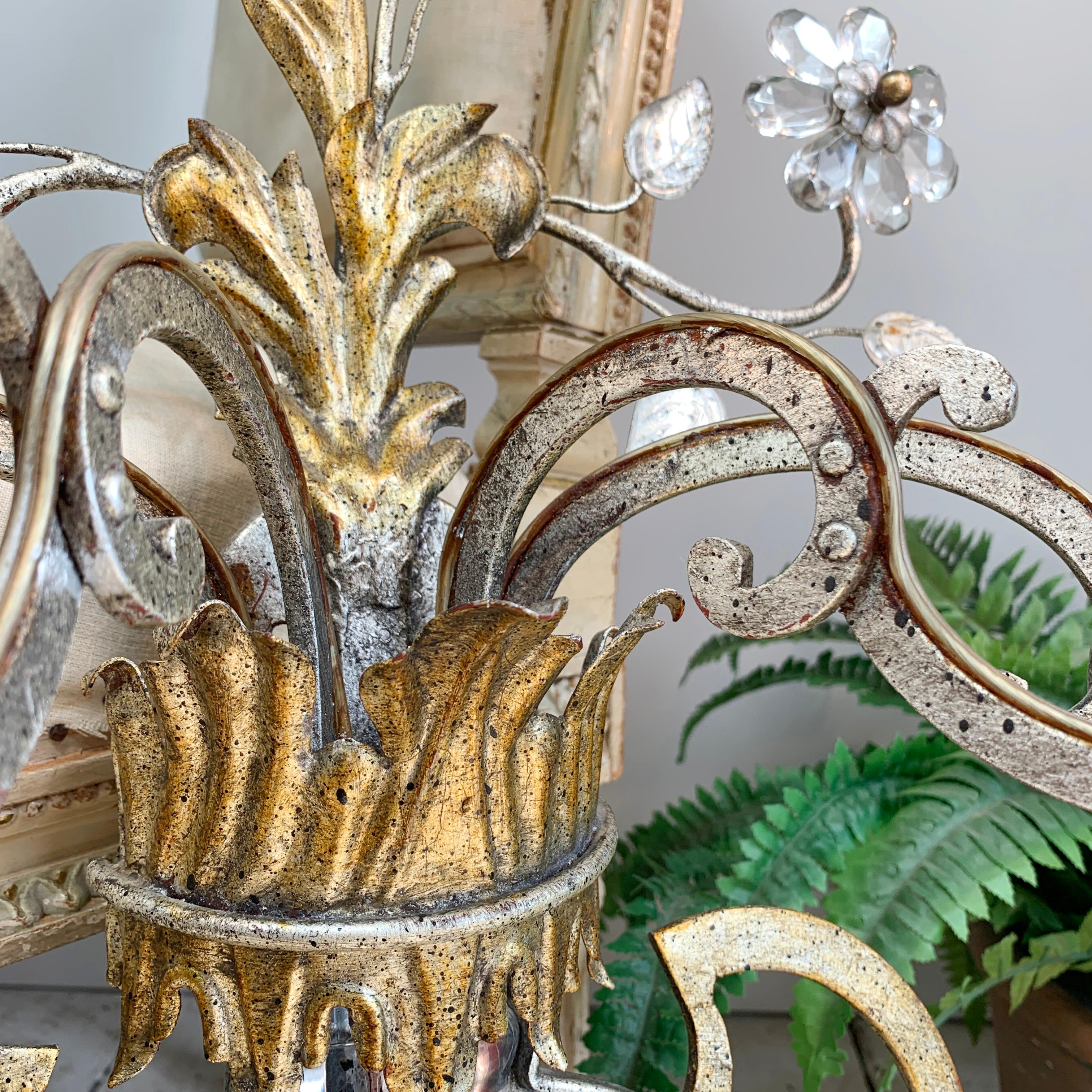 Fin du 20e siècle Applique monumentale Banci Firenze or en cristal de Murano en vente