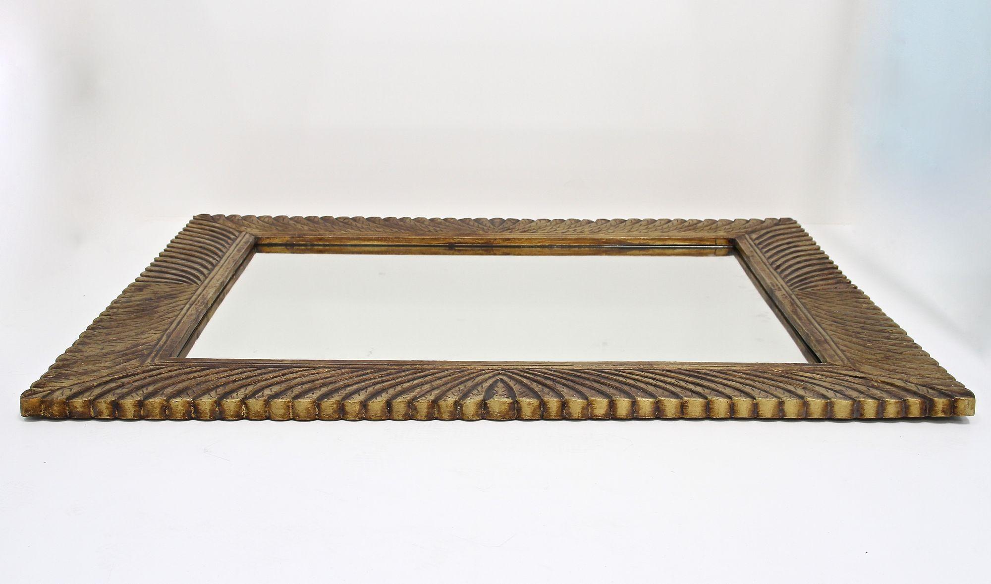 Monumental Gilt Mid Century Wall Mirror, Handcarved, Italy circa 1940/50 For Sale 6